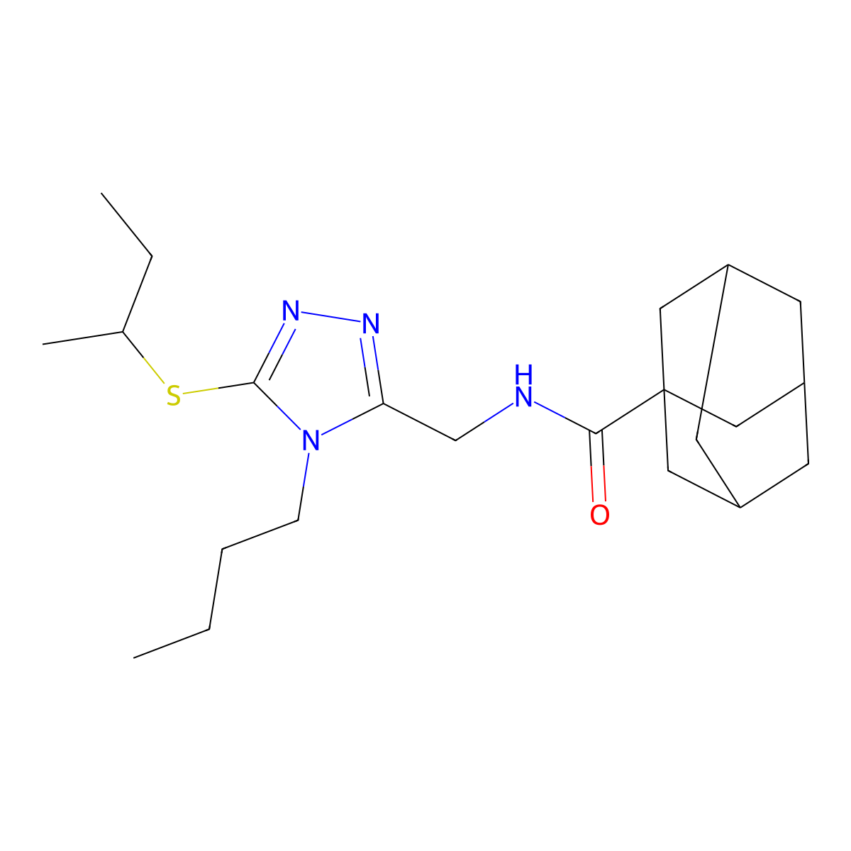 N-[(5-butan-2-ylsulfanyl-4-butyl-1,2,4-triazol-3-yl)methyl]adamantane-1-carboxamide molecular structure, CAS 476439-18-6
