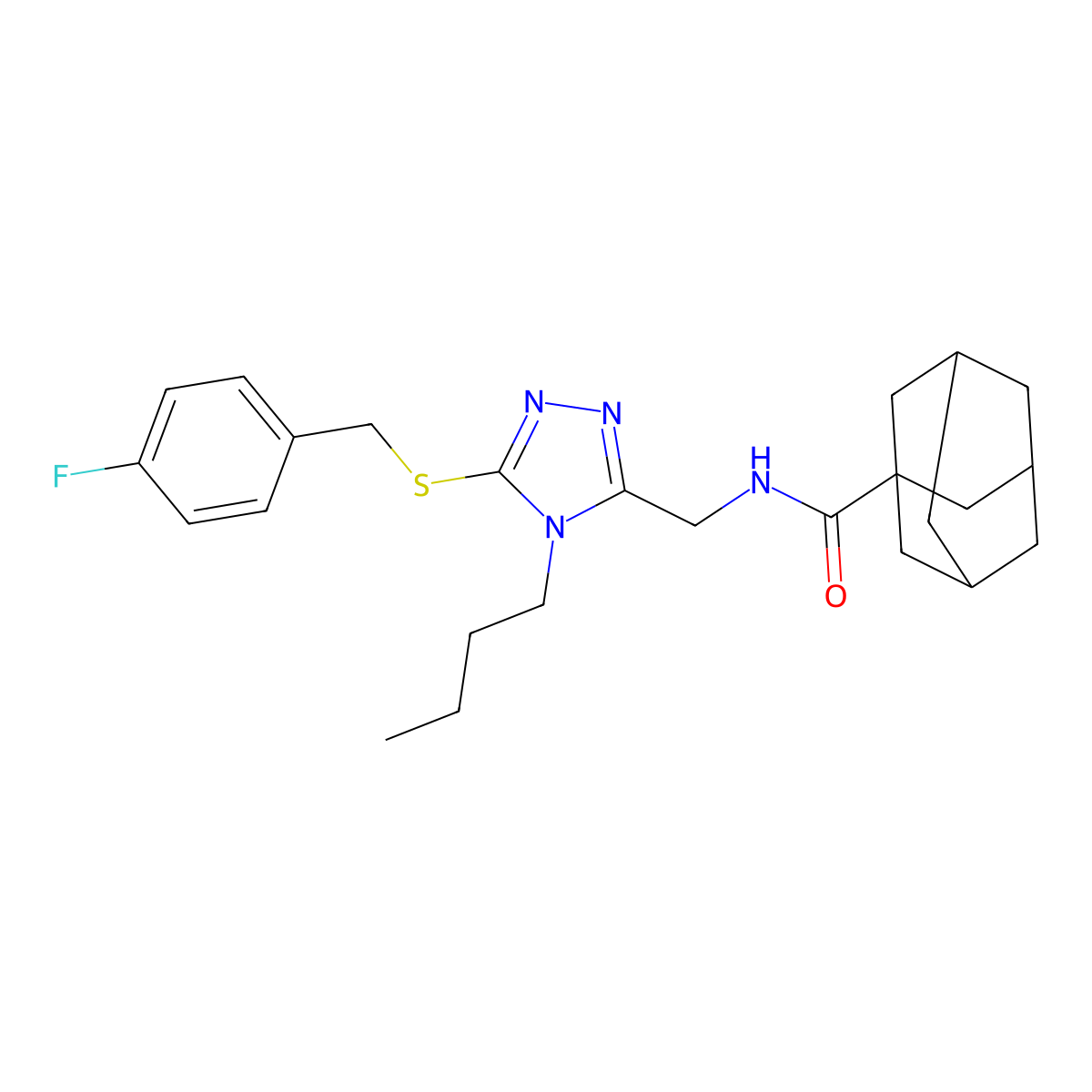 N-[[4-butyl-5-[(4-fluorophenyl)methylsulfanyl]-1,2,4-triazol-3-yl]methyl]adamantane-1-carboxamide molecular structure, CAS 476439-20-0
