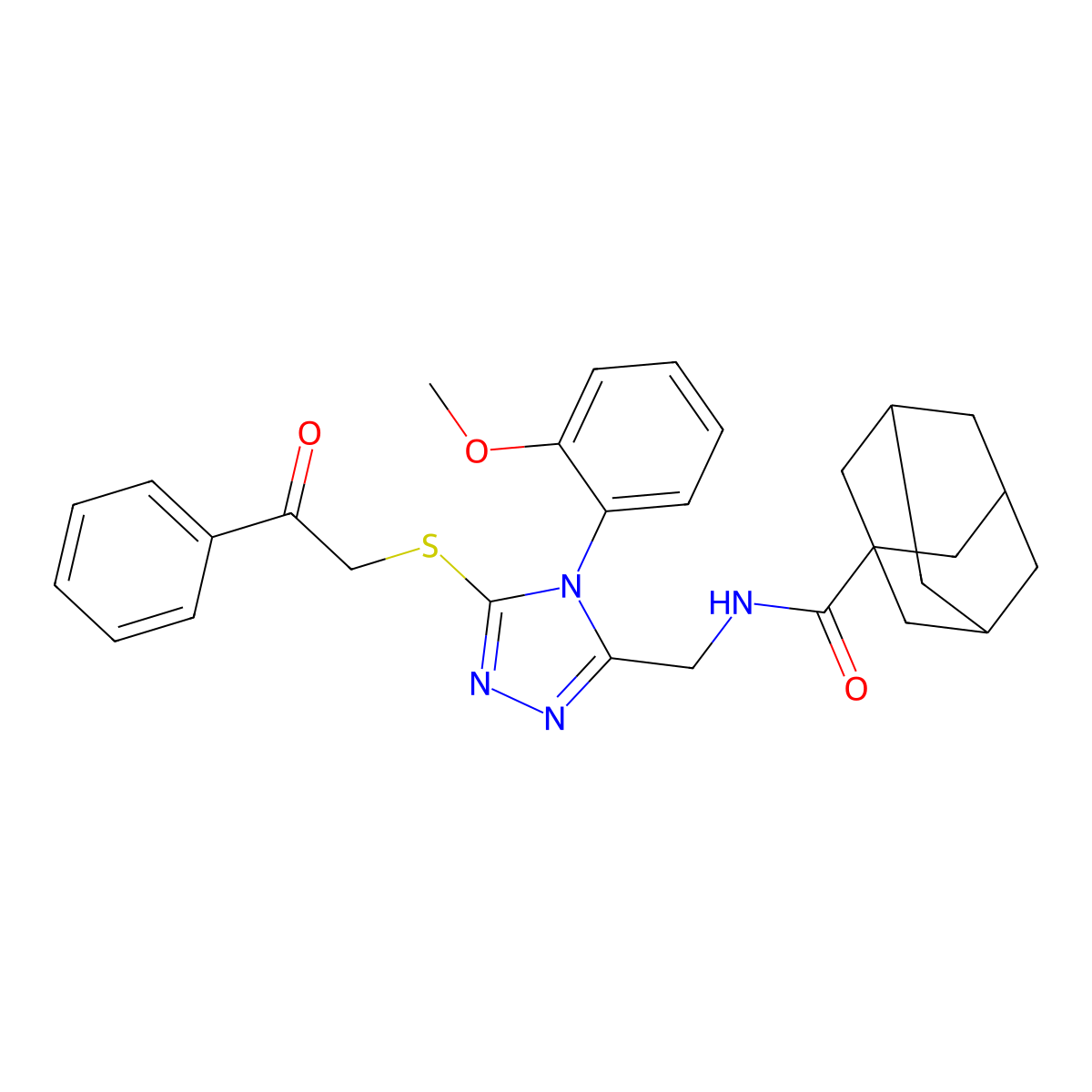 N-[[4-(2-methoxyphenyl)-5-phenacylsulfanyl-1,2,4-triazol-3-yl]methyl]adamantane-1-carboxamide molecular structure, CAS 476440-15-0