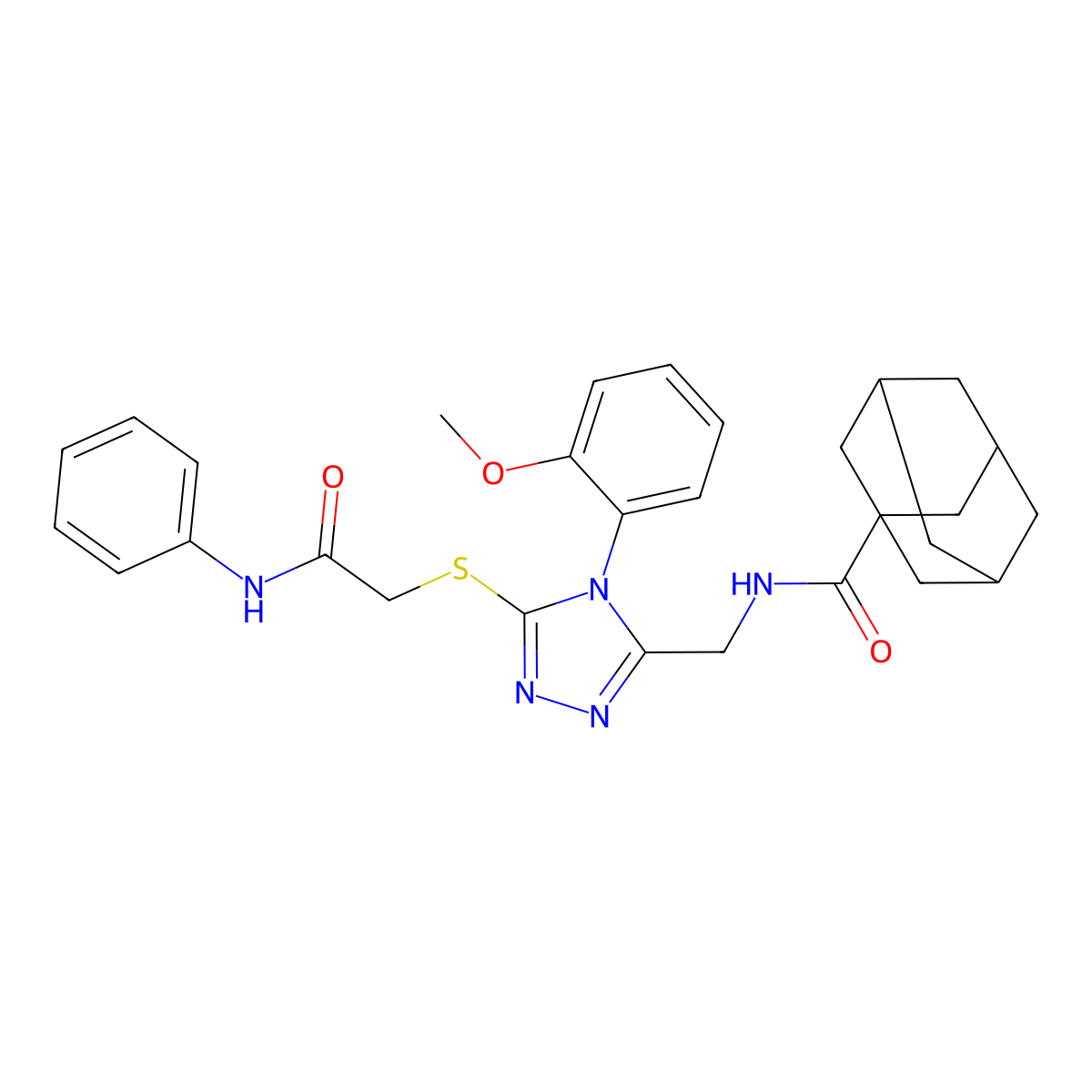 N-[[5-(2-anilino-2-oxoethyl)sulfanyl-4-(2-methoxyphenyl)-1,2,4-triazol-3-yl]methyl]adamantane-1-carboxamide molecular structure, CAS 476440-23-0