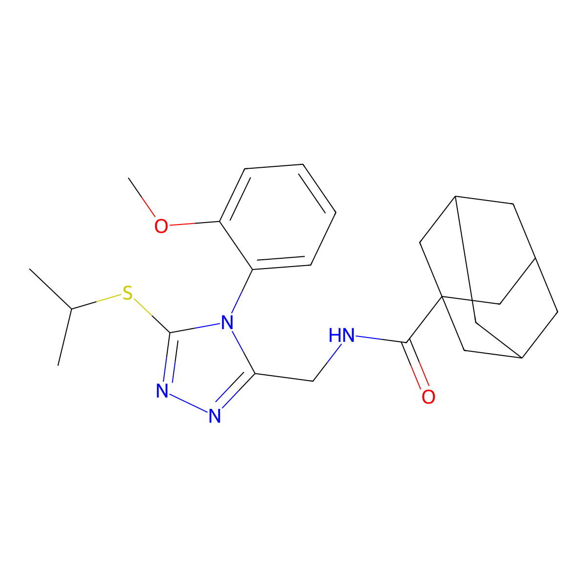 N-[[4-(2-methoxyphenyl)-5-propan-2-ylsulfanyl-1,2,4-triazol-3-yl]methyl]adamantane-1-carboxamide molecular structure, CAS 476440-24-1