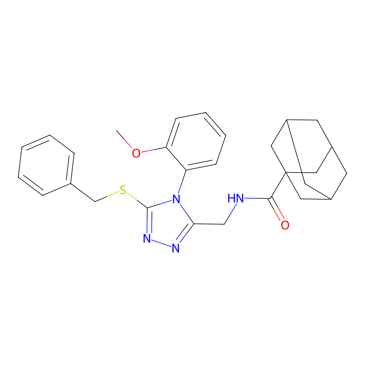 N-[[5-benzylsulfanyl-4-(2-methoxyphenyl)-1,2,4-triazol-3-yl]methyl]adamantane-1-carboxamide molecular structure, CAS 476440-45-6