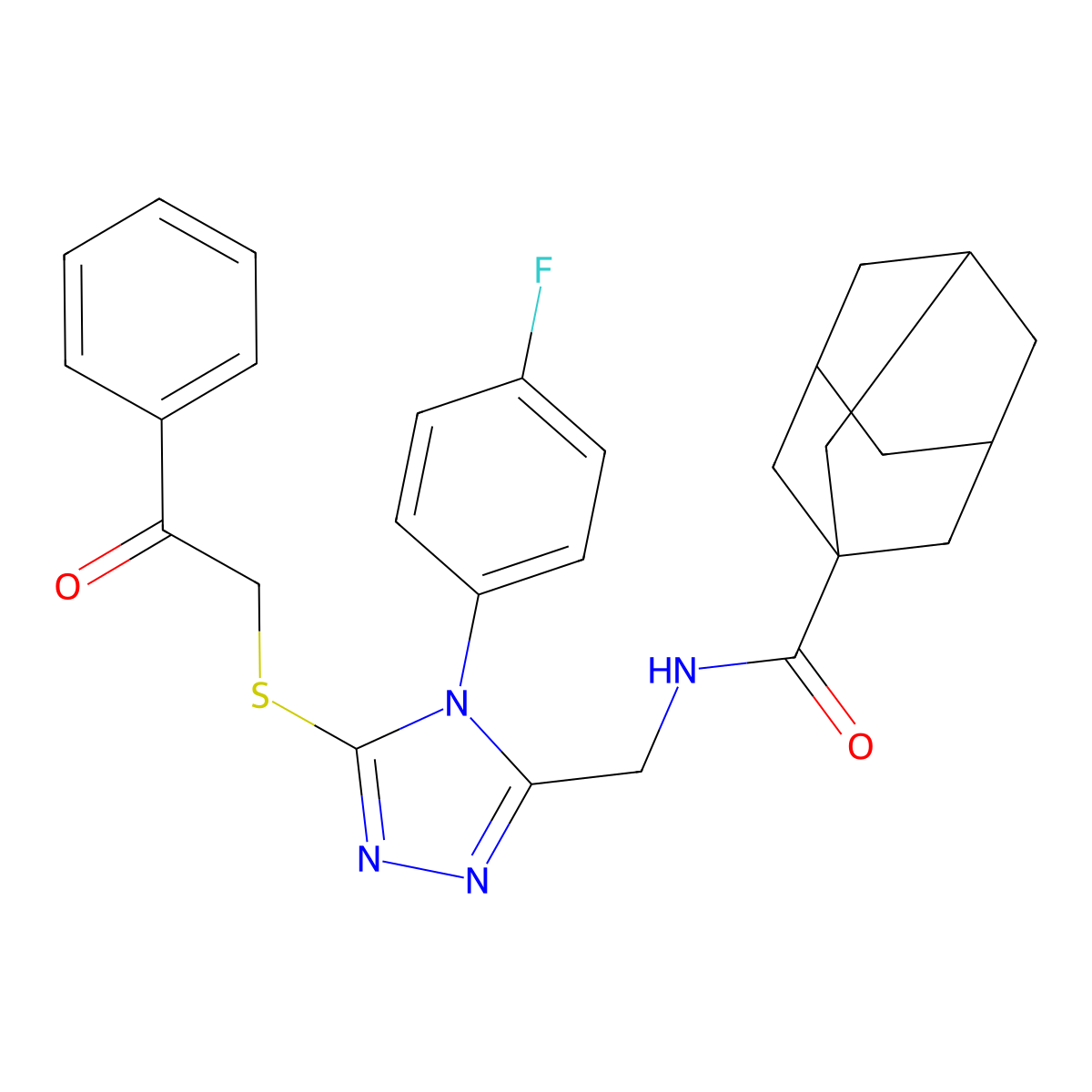N-[[4-(4-fluorophenyl)-5-phenacylsulfanyl-1,2,4-triazol-3-yl]methyl]adamantane-1-carboxamide molecular structure, CAS 476440-99-0