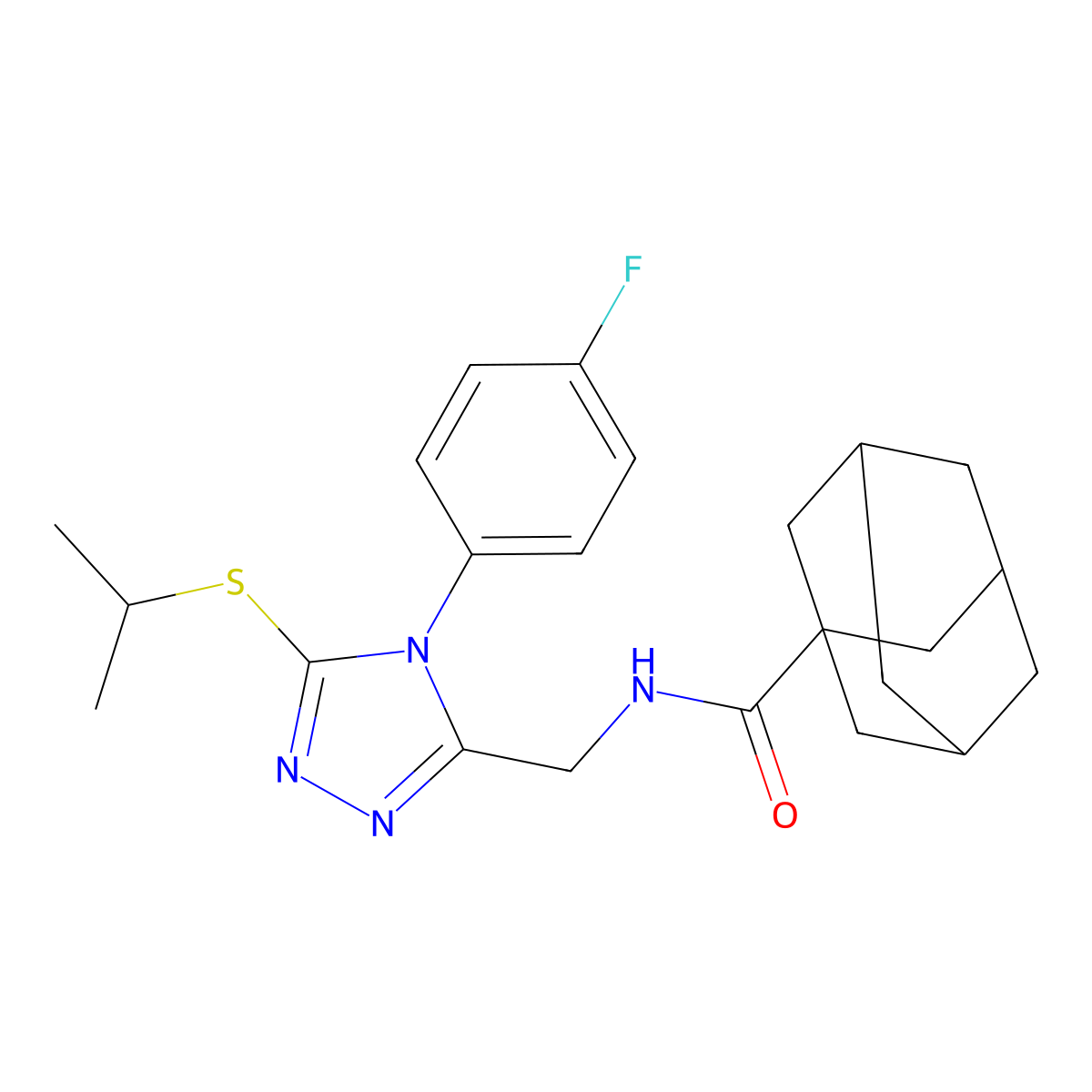 N-[[4-(4-fluorophenyl)-5-propan-2-ylsulfanyl-1,2,4-triazol-3-yl]methyl]adamantane-1-carboxamide molecular structure, CAS 476441-08-4