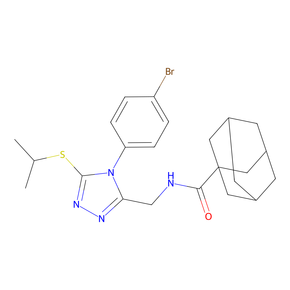 N-[[4-(4-bromophenyl)-5-propan-2-ylsulfanyl-1,2,4-triazol-3-yl]methyl]adamantane-1-carboxamide molecular structure, CAS 476442-04-3