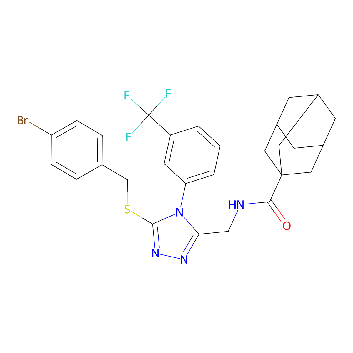 N-[(5-{[(4-bromophenyl)methyl]sulfanyl}-4-[3-(trifluoromethyl)phenyl]-4H-1,2,4-triazol-3-yl)methyl]adamantane-1-carboxamide molecular structure, CAS 476442-41-8
