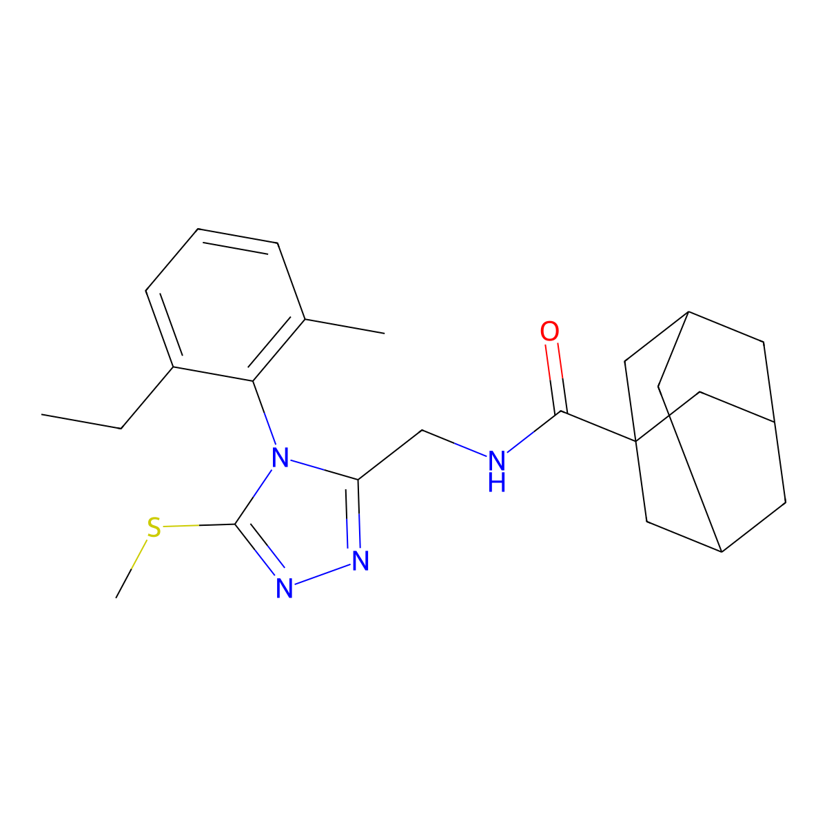 N-[[4-(2-ethyl-6-methylphenyl)-5-methylsulfanyl-1,2,4-triazol-3-yl]methyl]adamantane-1-carboxamide molecular structure, CAS 476442-72-5