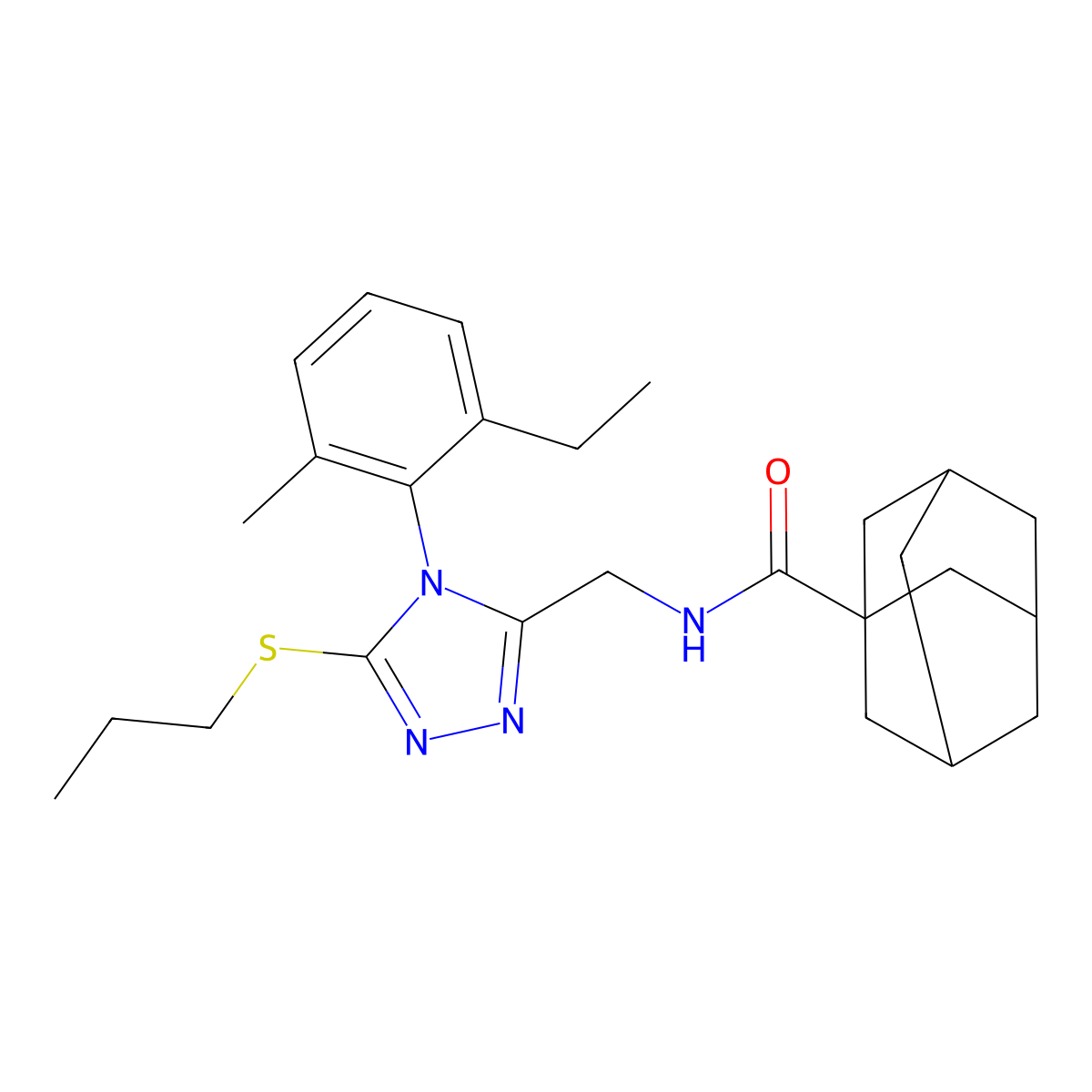N-[[4-(2-ethyl-6-methylphenyl)-5-propylsulfanyl-1,2,4-triazol-3-yl]methyl]adamantane-1-carboxamide molecular structure, CAS 476442-84-9