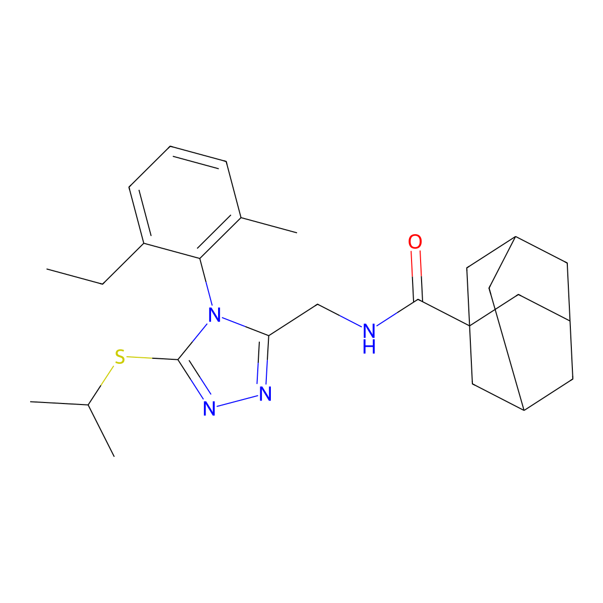 N-[[4-(2-ethyl-6-methylphenyl)-5-propan-2-ylsulfanyl-1,2,4-triazol-3-yl]methyl]adamantane-1-carboxamide molecular structure, CAS 476442-94-1
