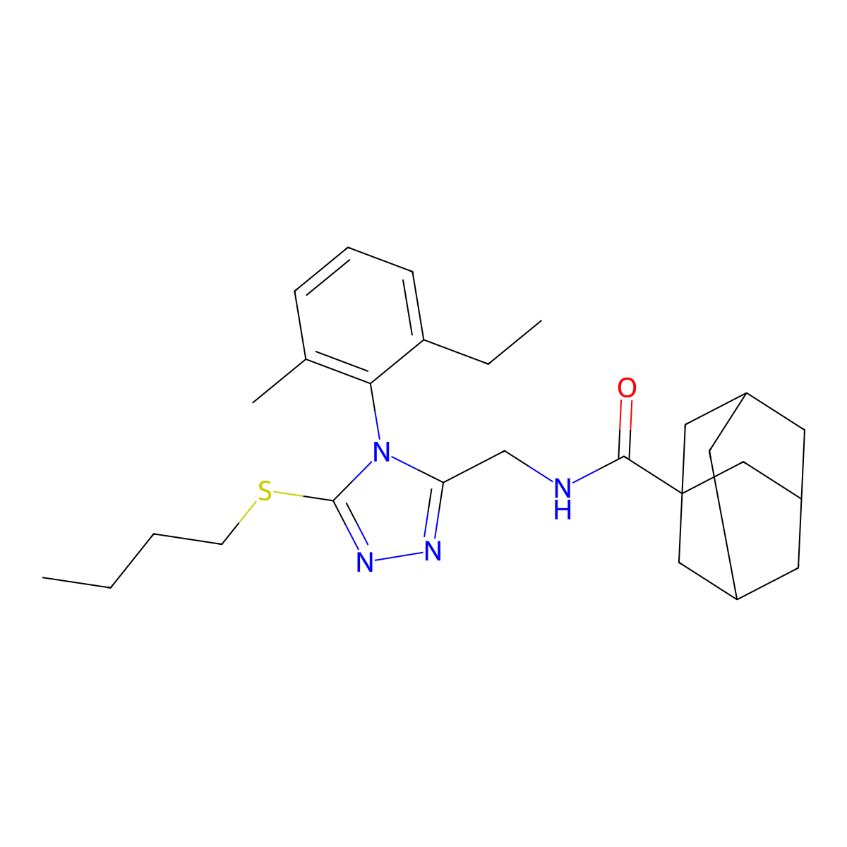 N-[[5-butylsulfanyl-4-(2-ethyl-6-methylphenyl)-1,2,4-triazol-3-yl]methyl]adamantane-1-carboxamide molecular structure, CAS 476443-05-7