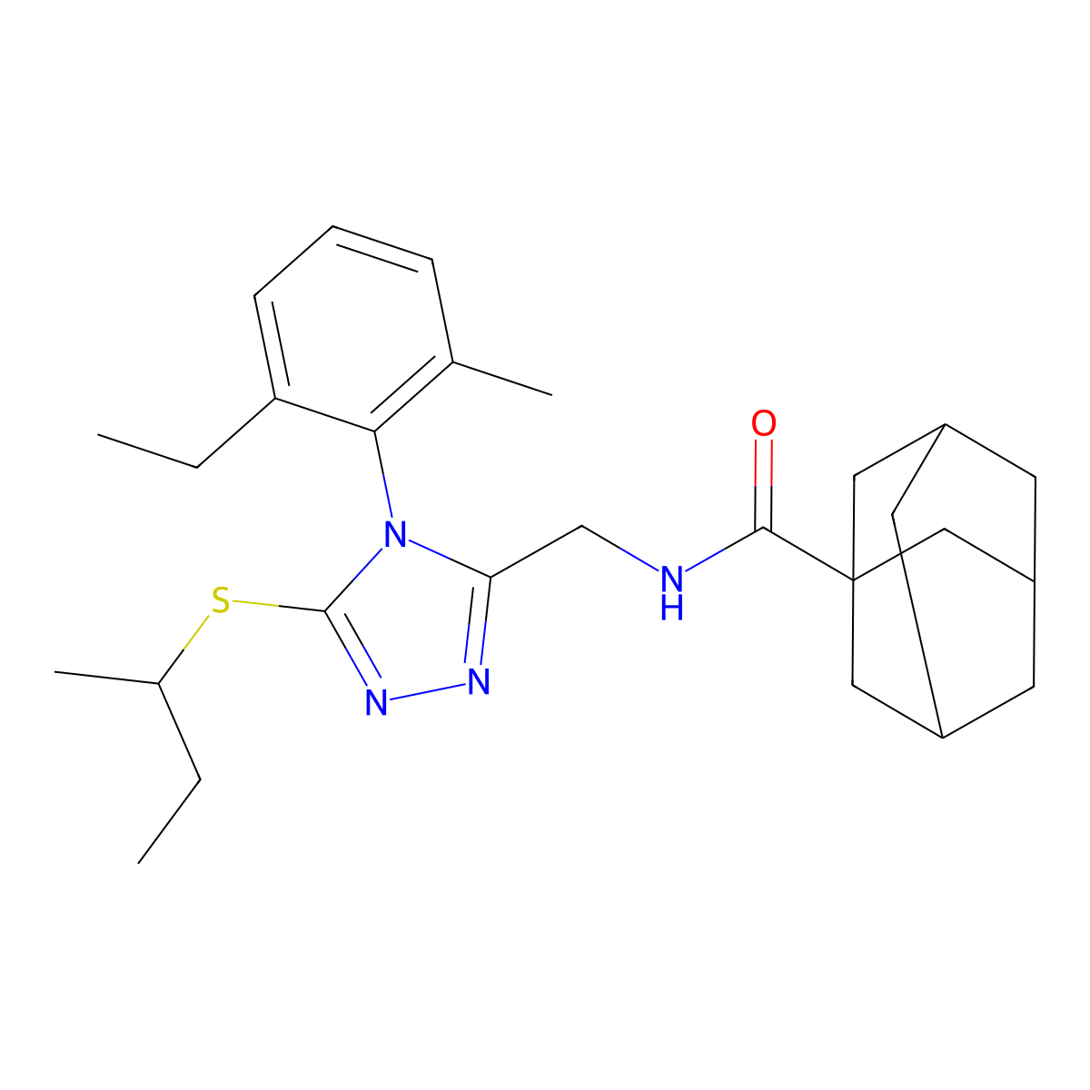 N-[[5-butan-2-ylsulfanyl-4-(2-ethyl-6-methylphenyl)-1,2,4-triazol-3-yl]methyl]adamantane-1-carboxamide molecular structure, CAS 476443-14-8