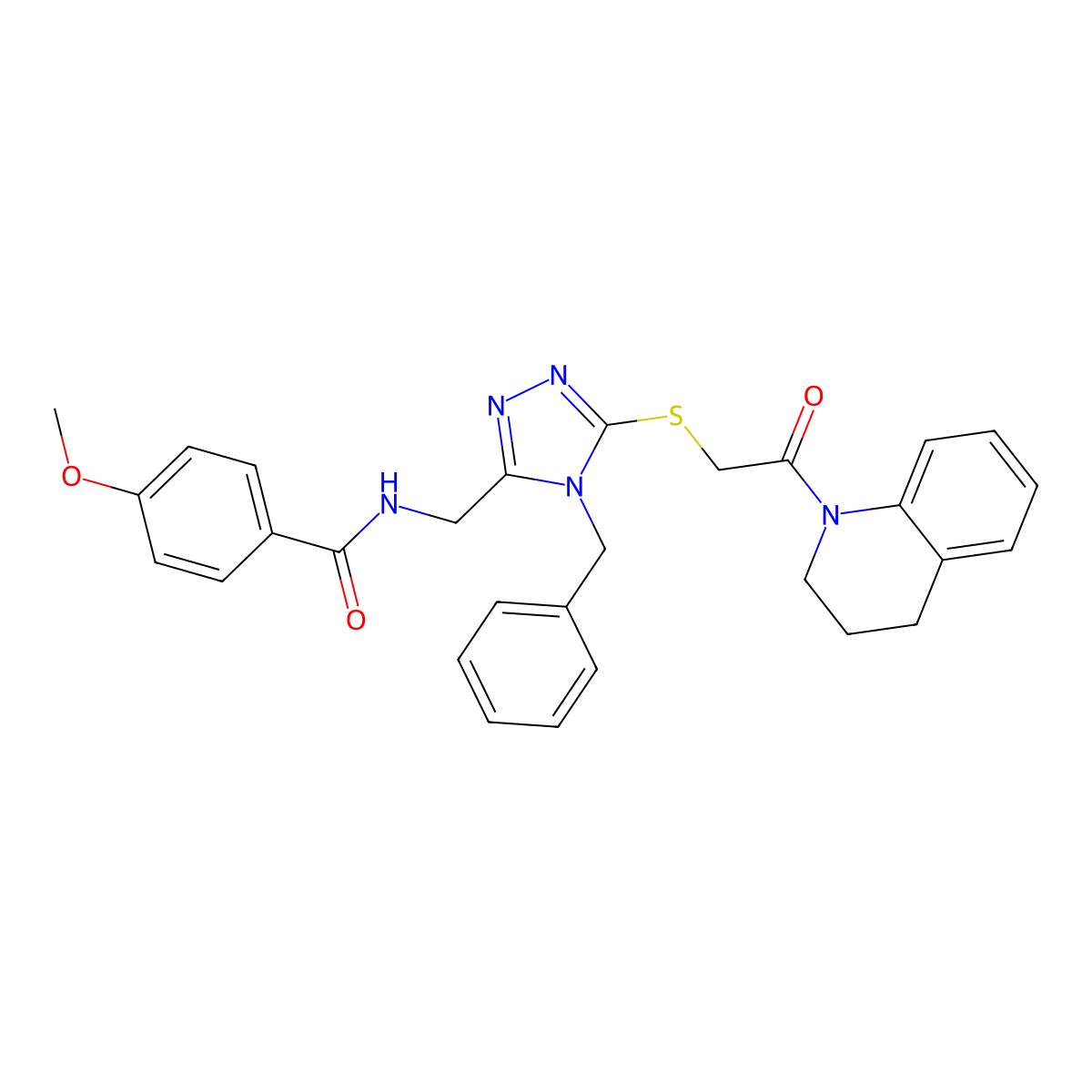 N-((4-benzyl-5-((2-(3,4-dihydroquinolin-1(2H)-yl)-2-oxoethyl)thio)-4H-1,2,4-triazol-3-yl)methyl)-4-methoxybenzamide molecular structure, CAS 476447-59-3