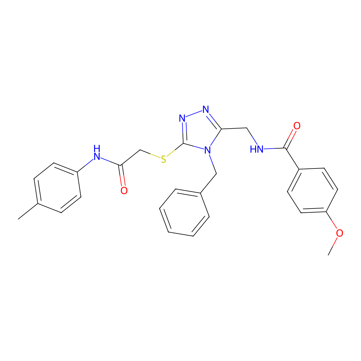 N-[[4-benzyl-5-[2-(4-methylanilino)-2-oxoethyl]sulfanyl-1,2,4-triazol-3-yl]methyl]-4-methoxybenzamide molecular structure, CAS 476447-63-9