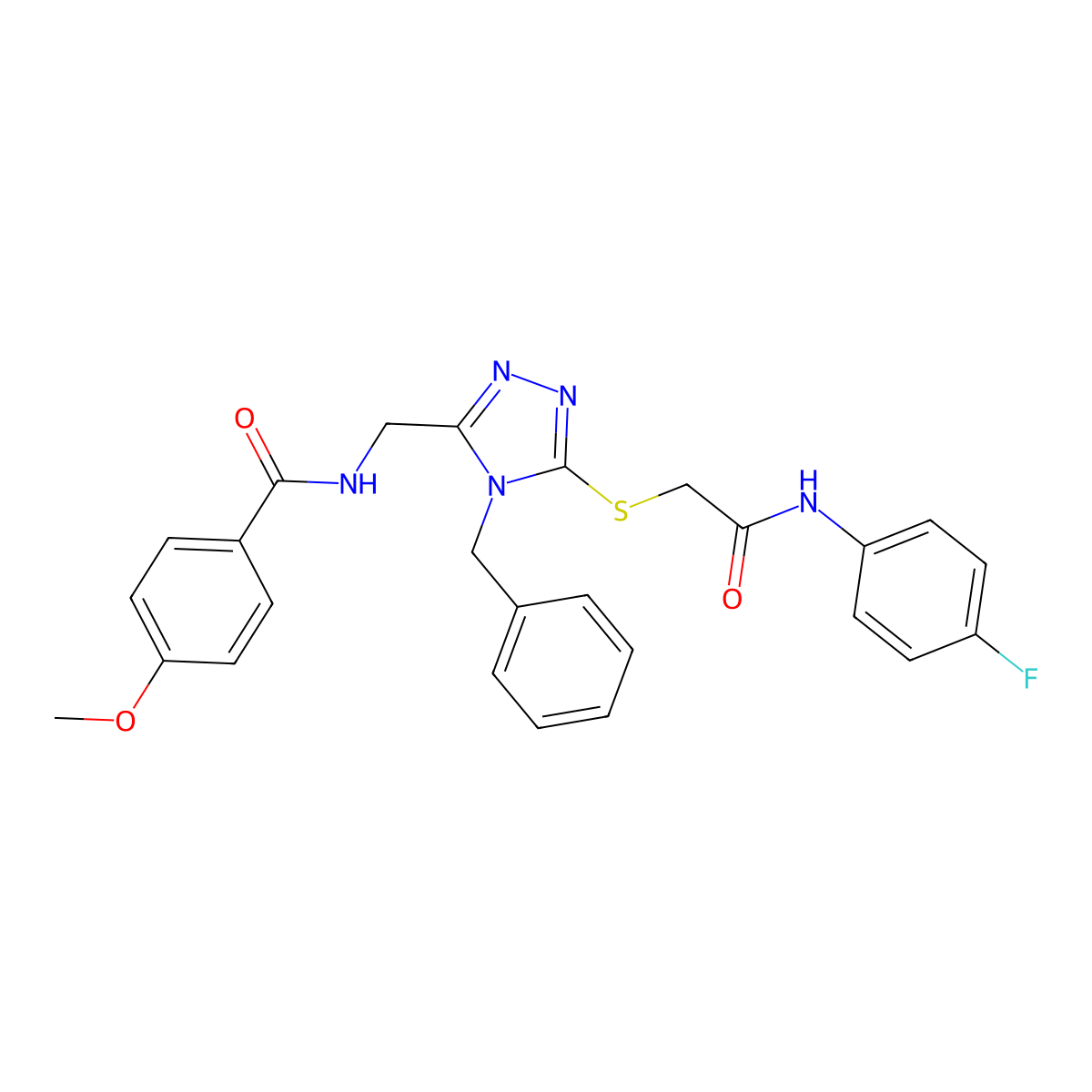 N-((4-benzyl-5-((2-((4-fluorophenyl)amino)-2-oxoethyl)thio)-4H-1,2,4-triazol-3-yl)methyl)-4-methoxybenzamide molecular structure, CAS 476447-65-1