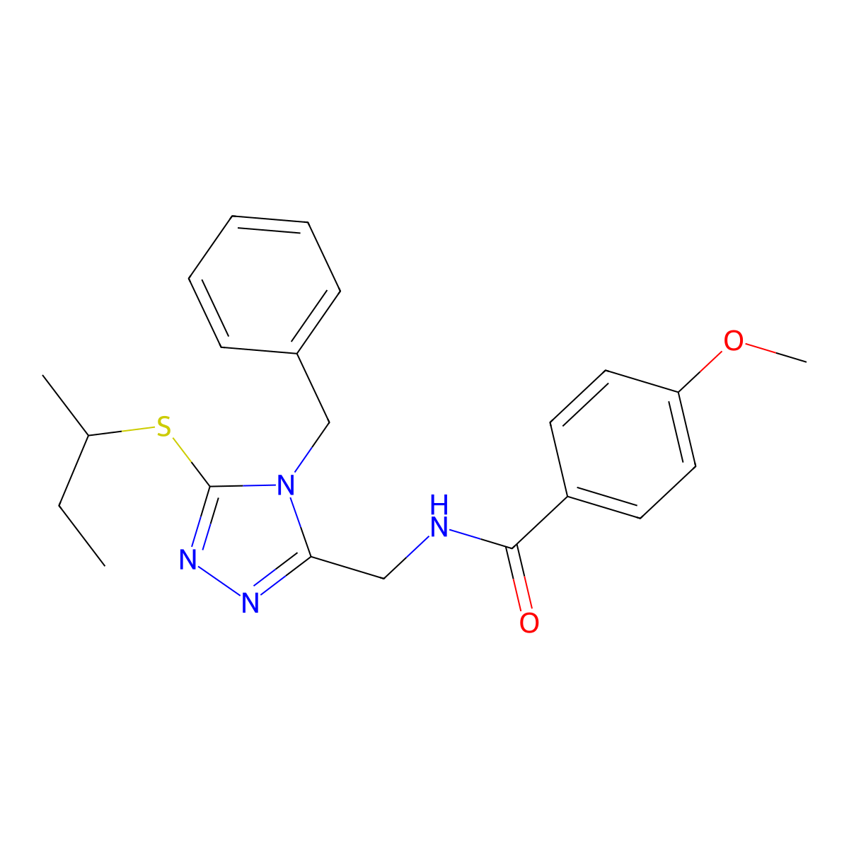 N-((4-benzyl-5-(sec-butylthio)-4H-1,2,4-triazol-3-yl)methyl)-4-methoxybenzamide molecular structure, CAS 476447-82-2