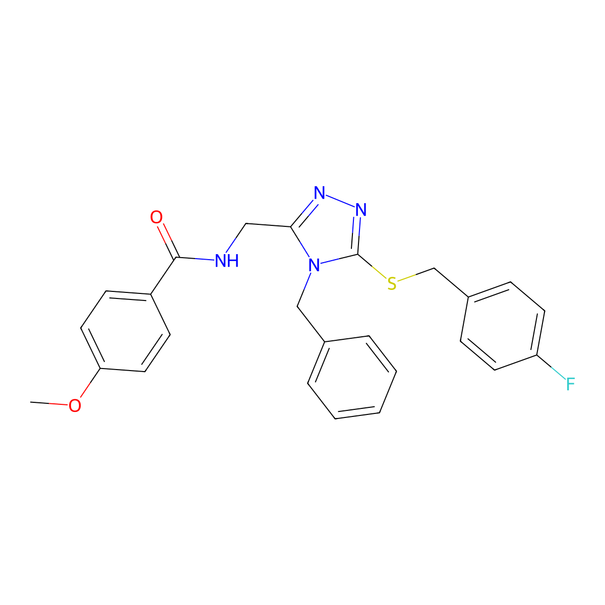 N-((4-benzyl-5-((4-fluorobenzyl)thio)-4H-1,2,4-triazol-3-yl)methyl)-4-methoxybenzamide molecular structure, CAS 476447-84-4