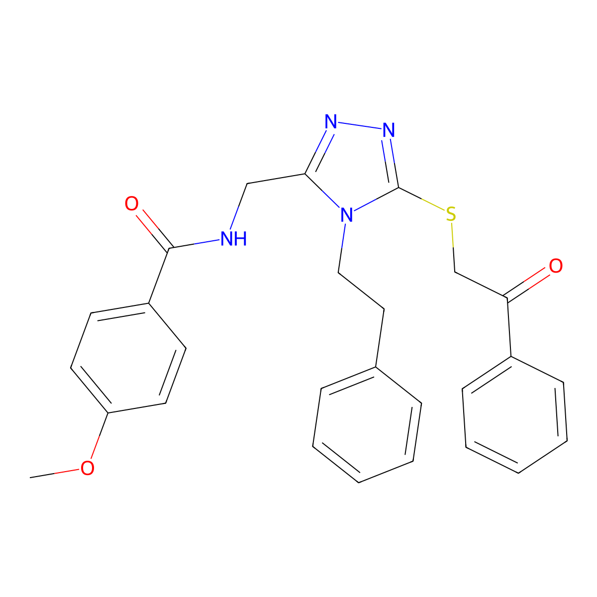 4-methoxy-N-((5-((2-oxo-2-phenylethyl)thio)-4-phenethyl-4H-1,2,4-triazol-3-yl)methyl)benzamide molecular structure, CAS 476447-95-7