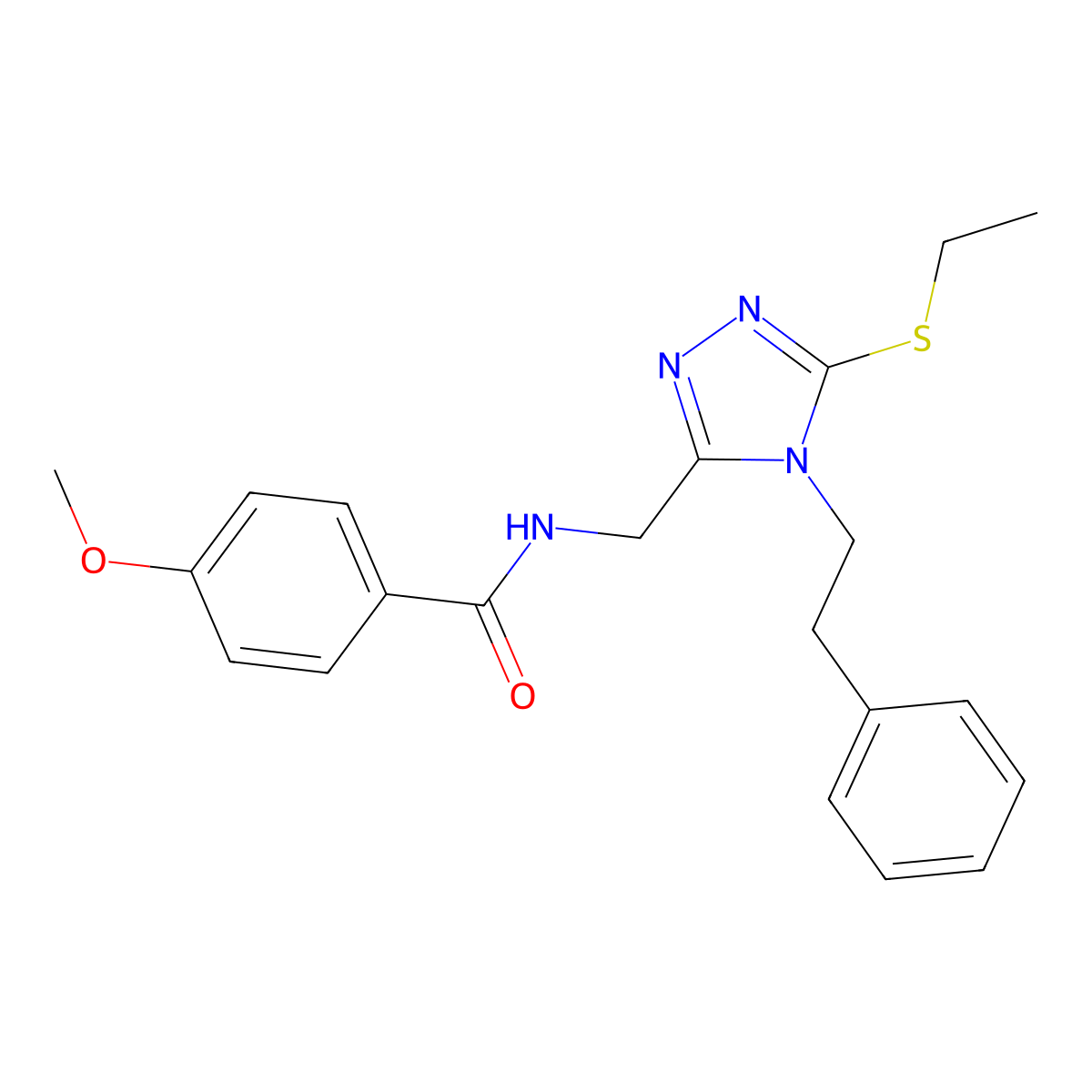 N-((5-(ethylthio)-4-phenethyl-4H-1,2,4-triazol-3-yl)methyl)-4-methoxybenzamide molecular structure, CAS 476447-96-8