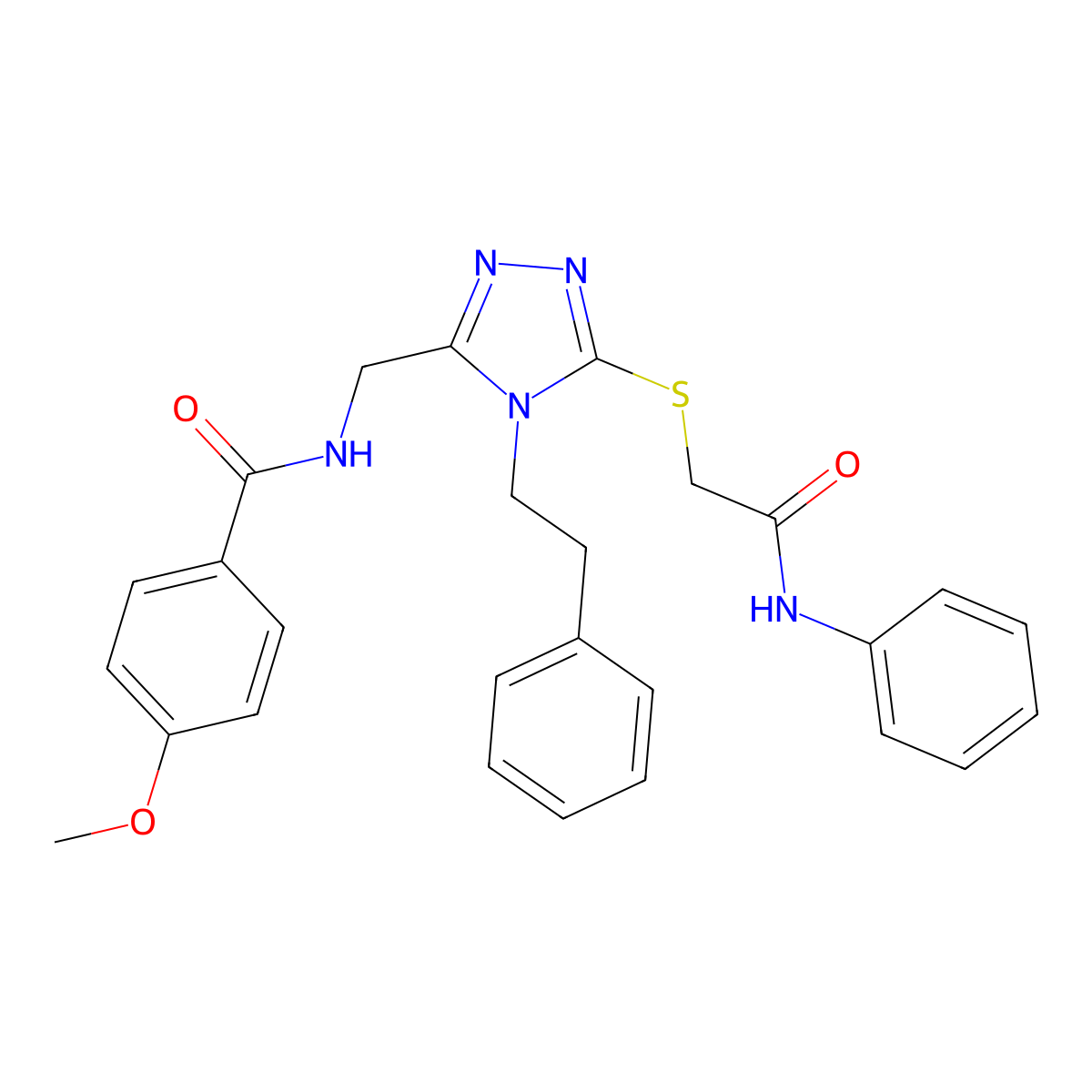4-methoxy-N-((5-((2-oxo-2-(phenylamino)ethyl)thio)-4-phenethyl-4H-1,2,4-triazol-3-yl)methyl)benzamide molecular structure, CAS 476448-03-0