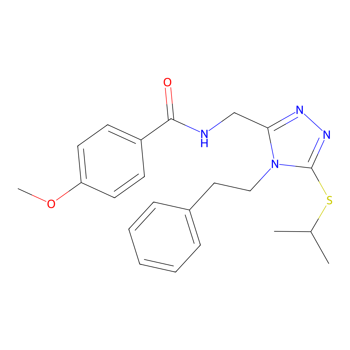 N-((5-(isopropylthio)-4-phenethyl-4H-1,2,4-triazol-3-yl)methyl)-4-methoxybenzamide molecular structure, CAS 476448-04-1