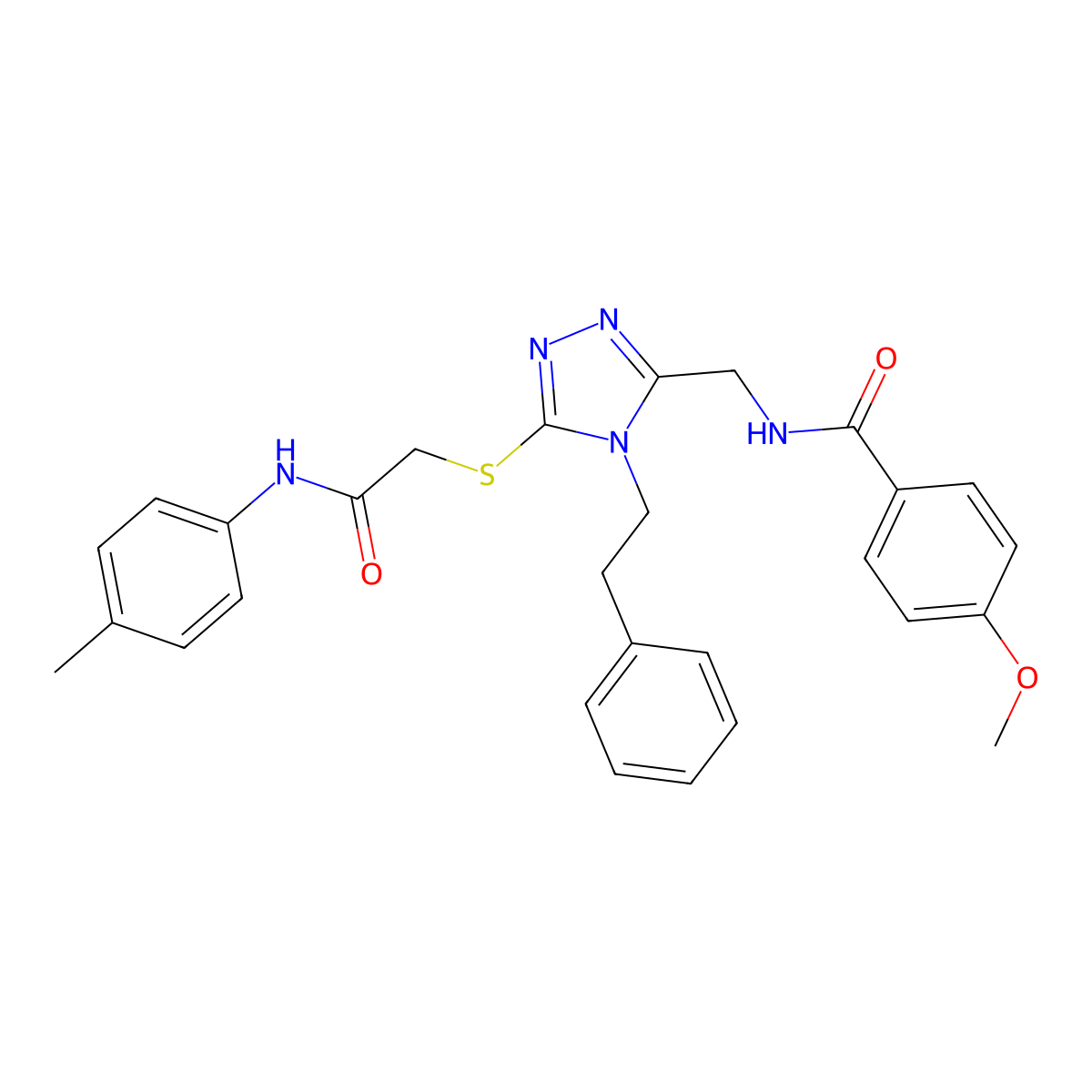 4-methoxy-N-((5-((2-oxo-2-(p-tolylamino)ethyl)thio)-4-phenethyl-4H-1,2,4-triazol-3-yl)methyl)benzamide molecular structure, CAS 476448-06-3