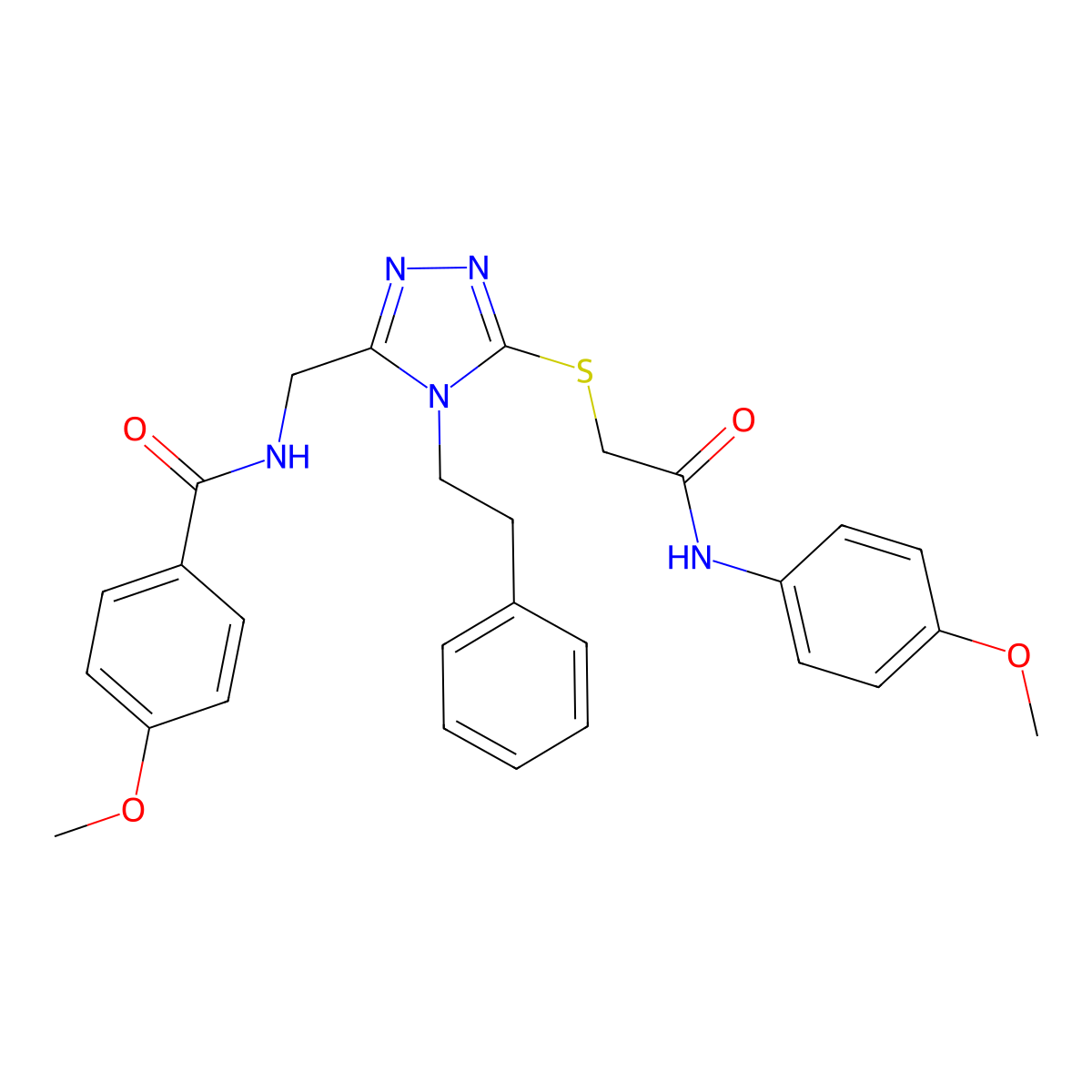 4-methoxy-N-((5-((2-((4-methoxyphenyl)amino)-2-oxoethyl)thio)-4-phenethyl-4H-1,2,4-triazol-3-yl)methyl)benzamide molecular structure, CAS 476448-10-9