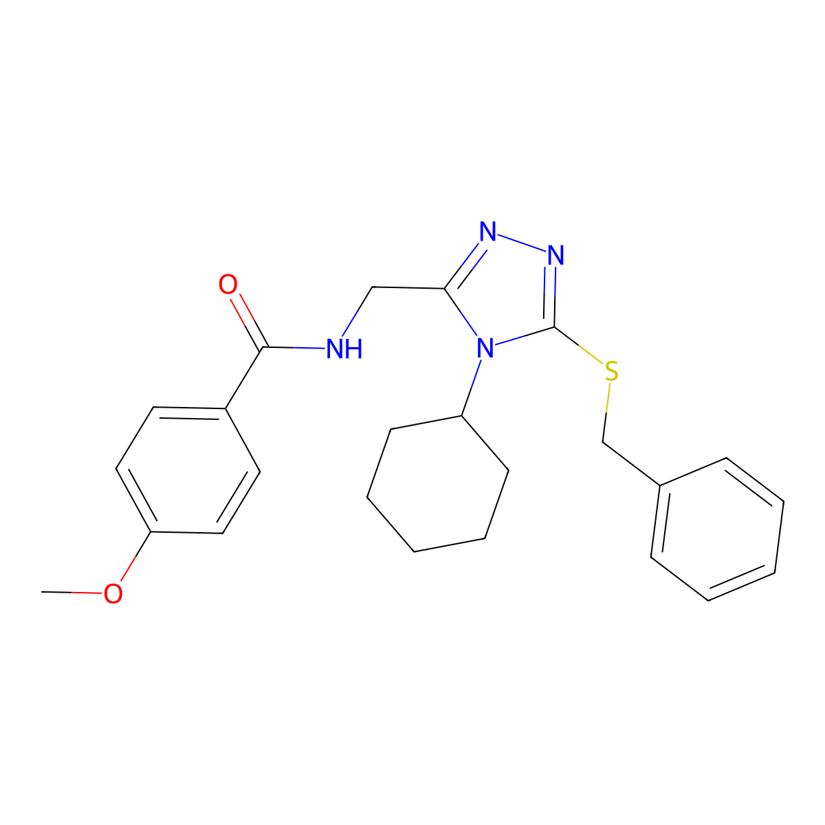 N-[(5-benzylsulfanyl-4-cyclohexyl-1,2,4-triazol-3-yl)methyl]-4-methoxybenzamide molecular structure, CAS 476448-68-7