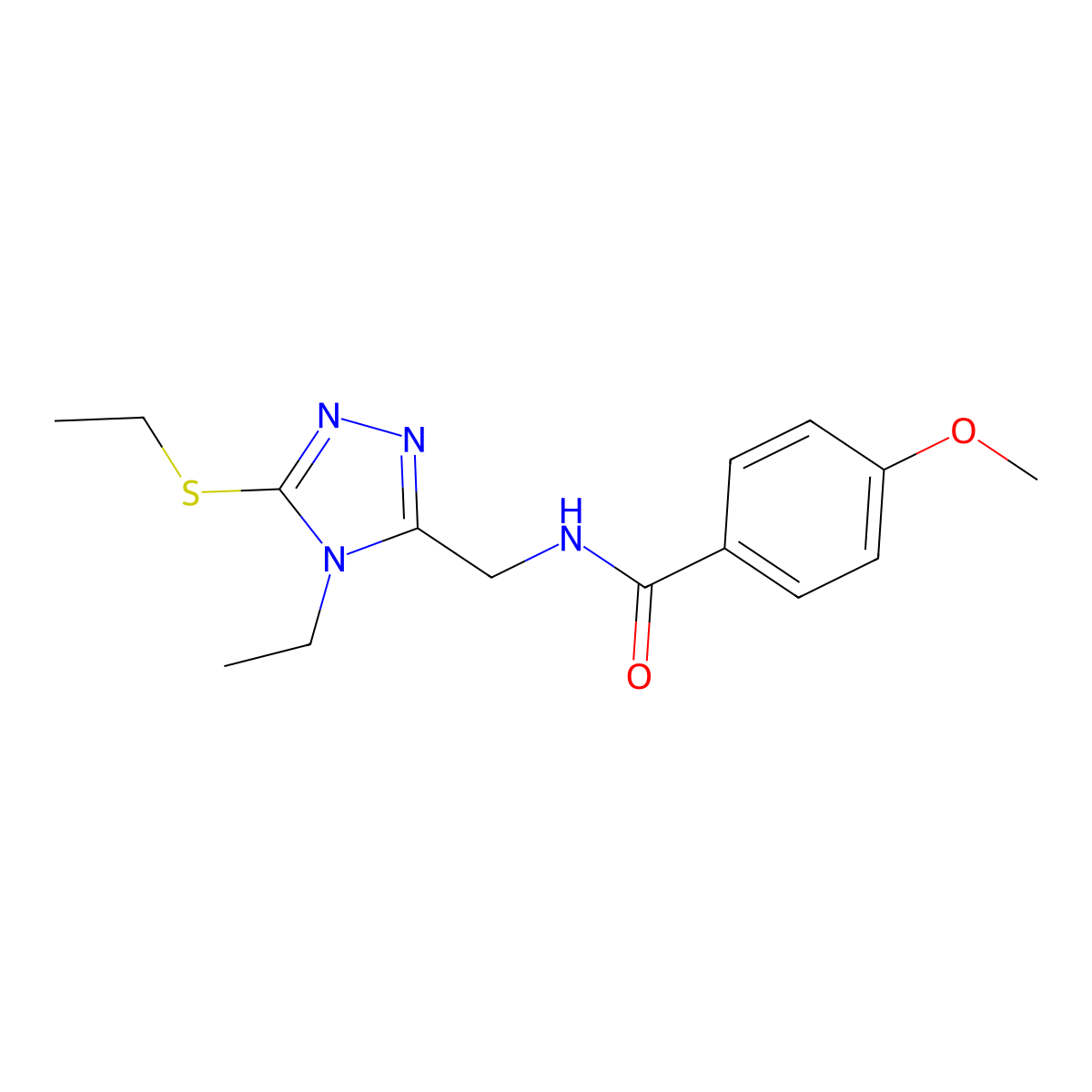N-[(4-ethyl-5-ethylsulfanyl-1,2,4-triazol-3-yl)methyl]-4-methoxybenzamide molecular structure, CAS 476448-79-0