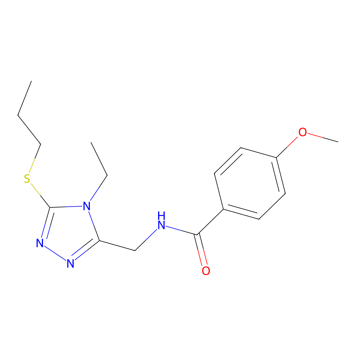 N-[(4-ethyl-5-propylsulfanyl-1,2,4-triazol-3-yl)methyl]-4-methoxybenzamide molecular structure, CAS 476448-80-3