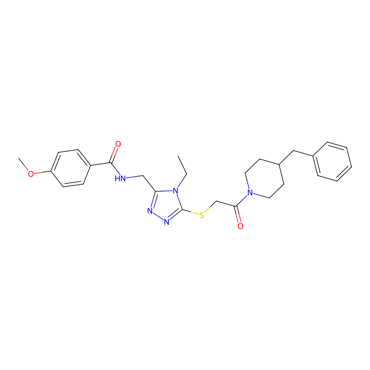 N-[[5-[2-(4-benzylpiperidin-1-yl)-2-oxoethyl]sulfanyl-4-ethyl-1,2,4-triazol-3-yl]methyl]-4-methoxybenzamide molecular structure, CAS 476448-84-7