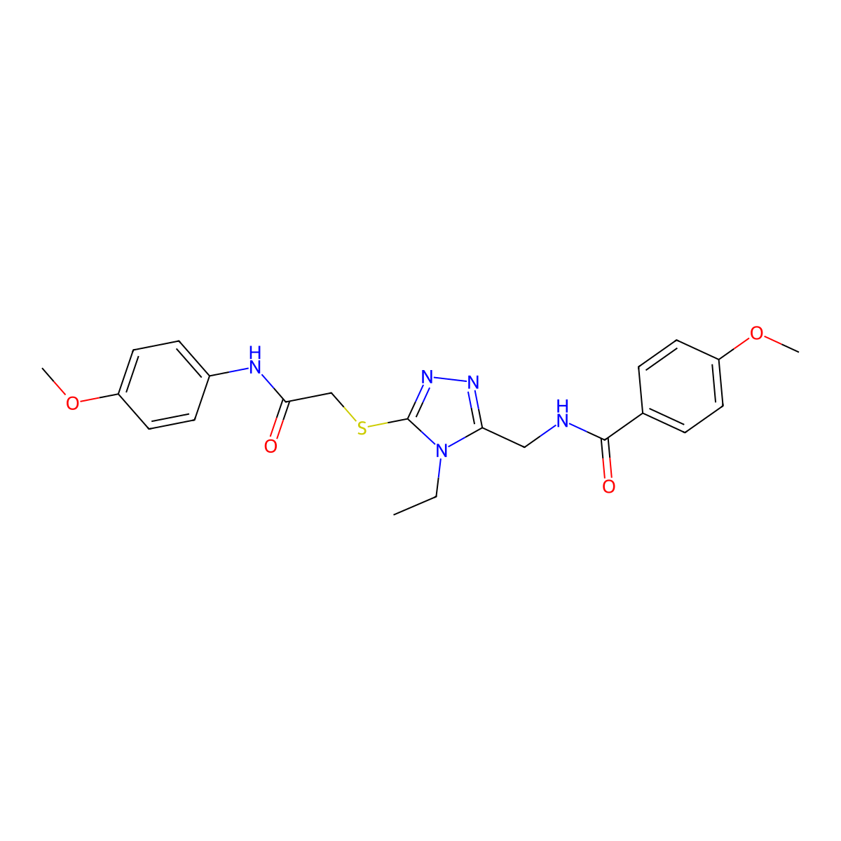N-[[4-ethyl-5-[2-(4-methoxyanilino)-2-oxoethyl]sulfanyl-1,2,4-triazol-3-yl]methyl]-4-methoxybenzamide molecular structure, CAS 476448-94-9