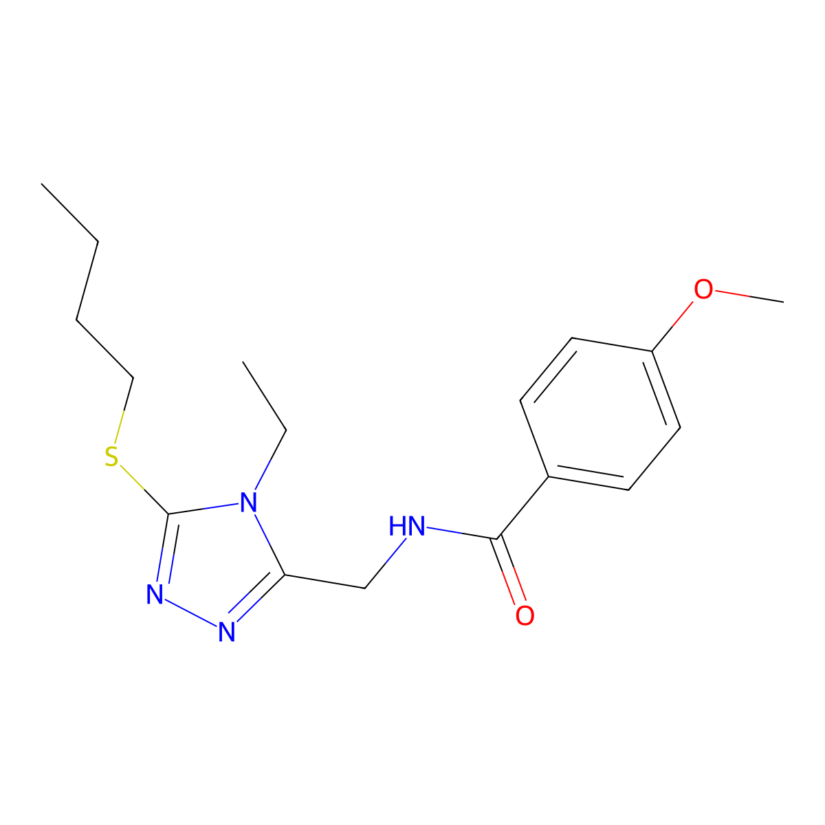 N-[(5-butylsulfanyl-4-ethyl-1,2,4-triazol-3-yl)methyl]-4-methoxybenzamide molecular structure, CAS 476448-99-4