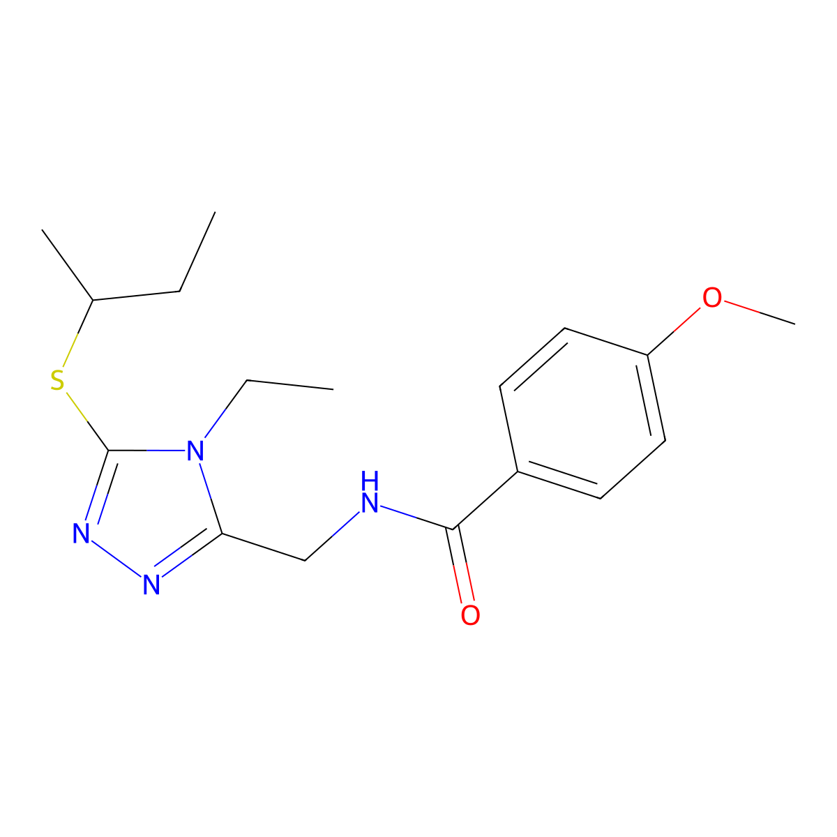 N-[(5-butan-2-ylsulfanyl-4-ethyl-1,2,4-triazol-3-yl)methyl]-4-methoxybenzamide molecular structure, CAS 476449-08-8