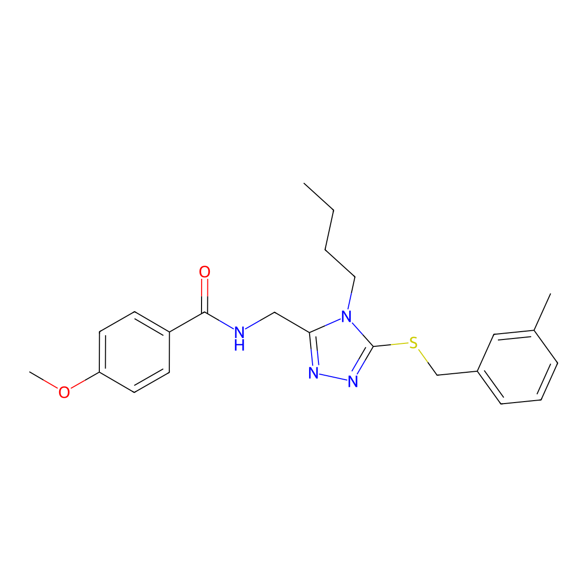N-[[4-butyl-5-[(3-methylphenyl)methylsulfanyl]-1,2,4-triazol-3-yl]methyl]-4-methoxybenzamide molecular structure, CAS 476449-13-5