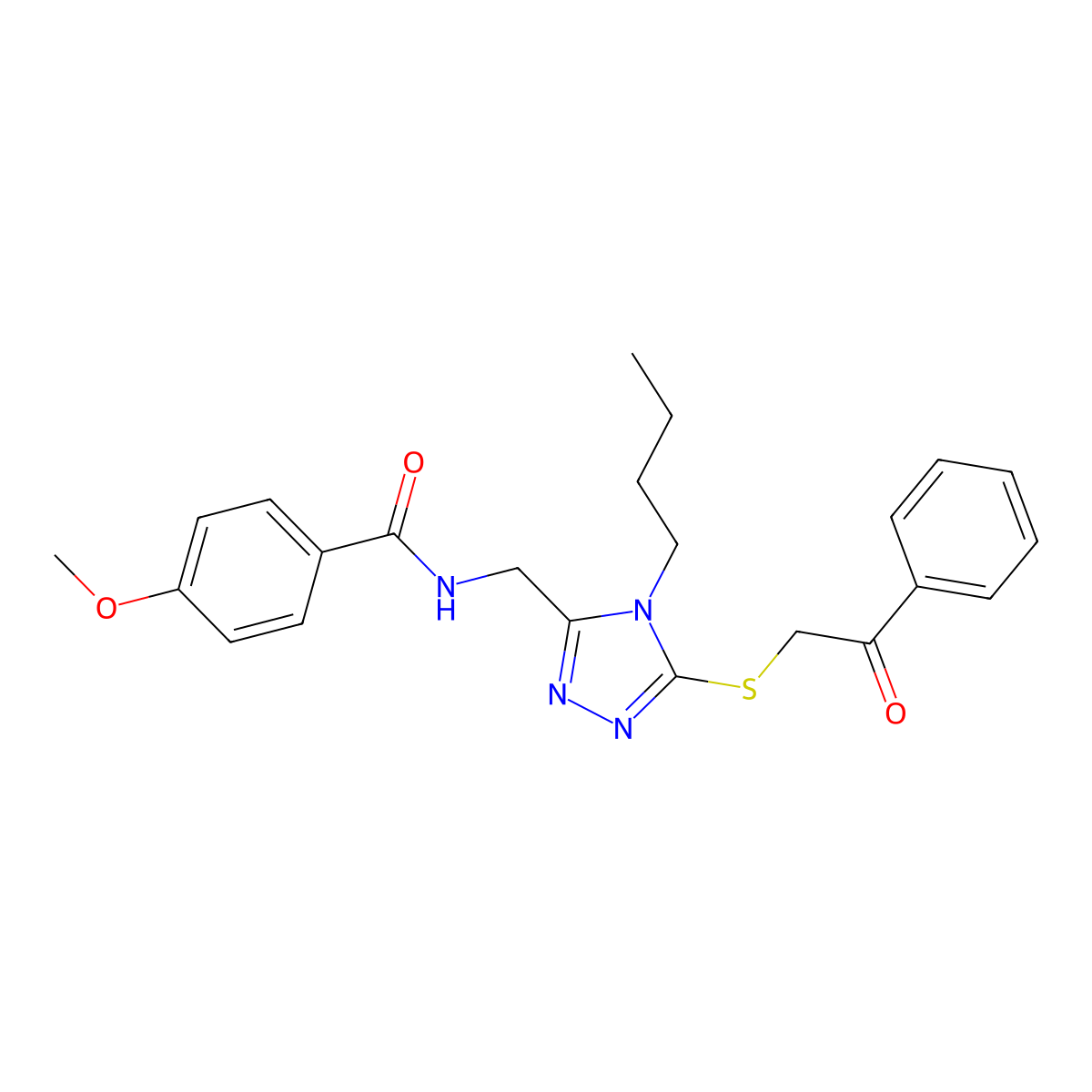 N-[(4-butyl-5-phenacylsulfanyl-1,2,4-triazol-3-yl)methyl]-4-methoxybenzamide molecular structure, CAS 476449-23-7