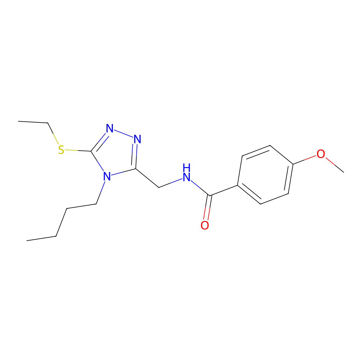 N-[(4-butyl-5-ethylsulfanyl-1,2,4-triazol-3-yl)methyl]-4-methoxybenzamide molecular structure, CAS 476449-24-8