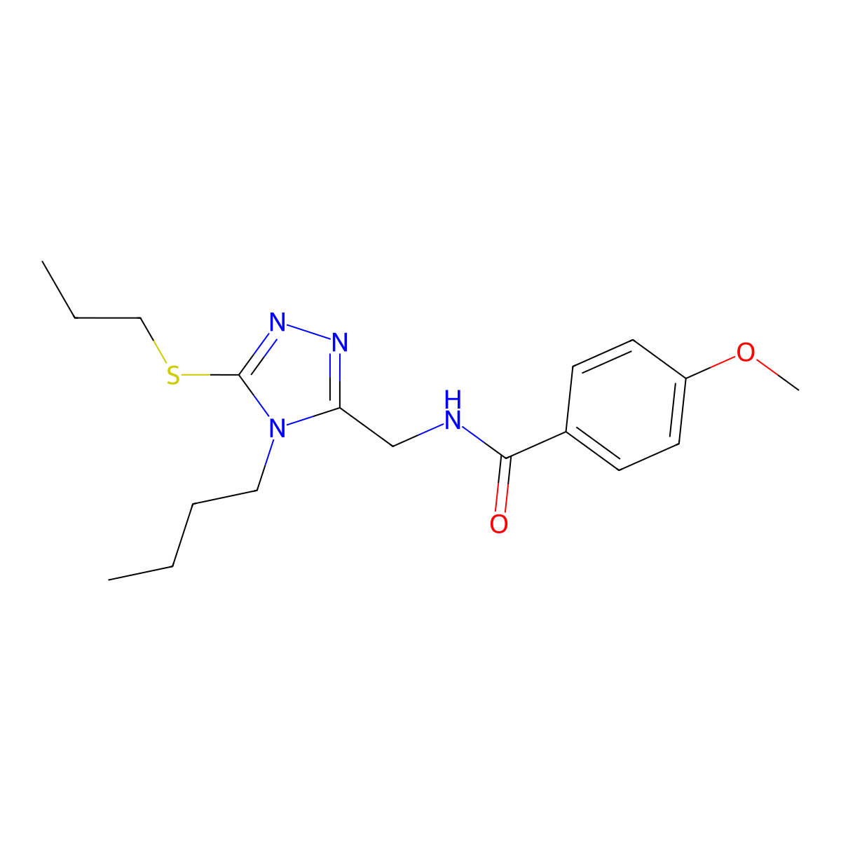 N-((4-butyl-5-(propylthio)-4H-1,2,4-triazol-3-yl)methyl)-4-methoxybenzamide molecular structure, CAS 476449-26-0