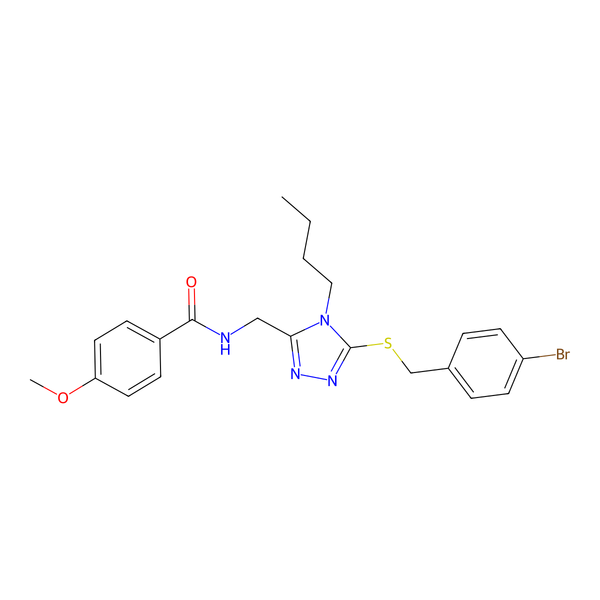 N-((5-((4-bromobenzyl)thio)-4-butyl-4H-1,2,4-triazol-3-yl)methyl)-4-methoxybenzamide molecular structure, CAS 476449-28-2