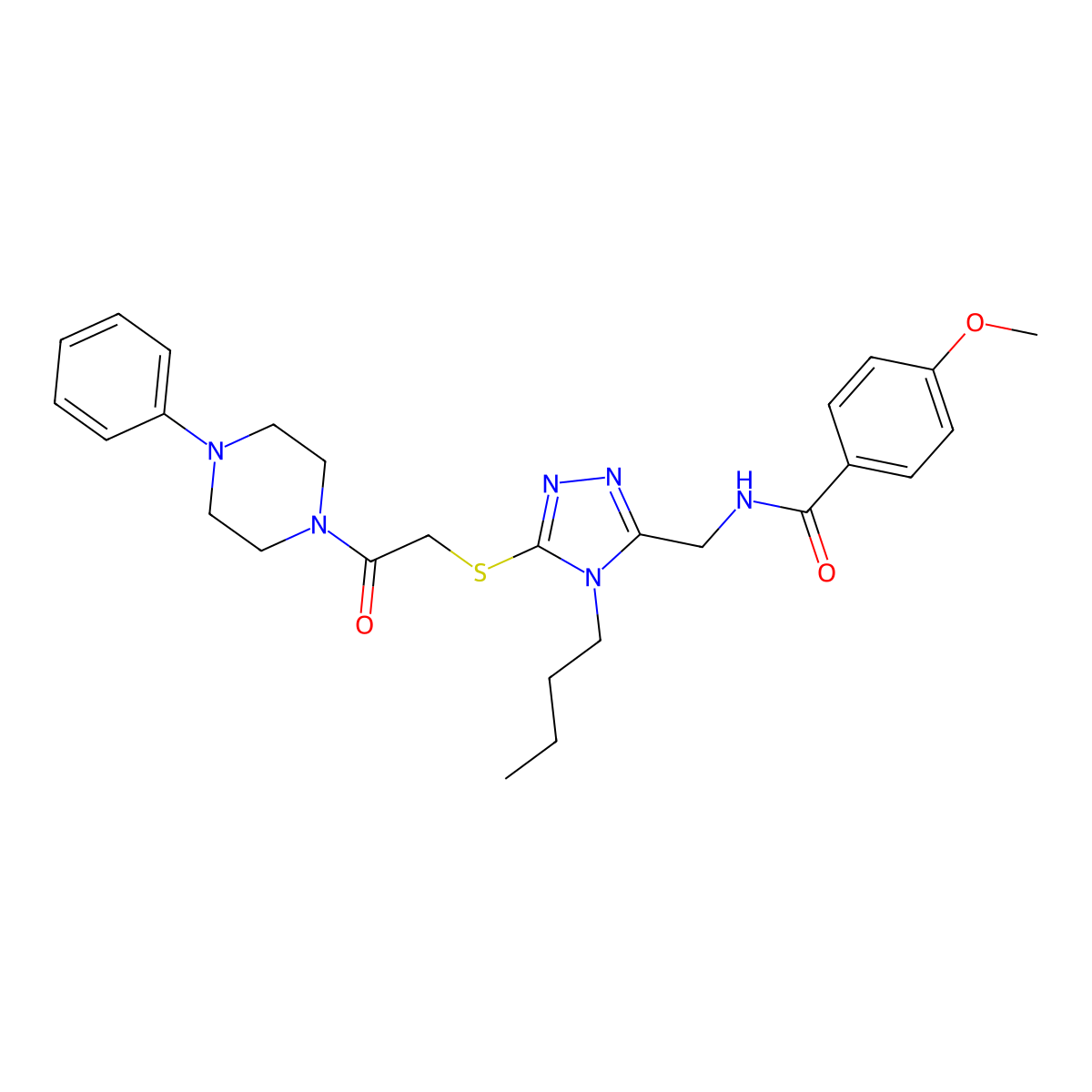 N-((4-butyl-5-((2-oxo-2-(4-phenylpiperazin-1-yl)ethyl)thio)-4H-1,2,4-triazol-3-yl)methyl)-4-methoxybenzamide molecular structure, CAS 476449-29-3