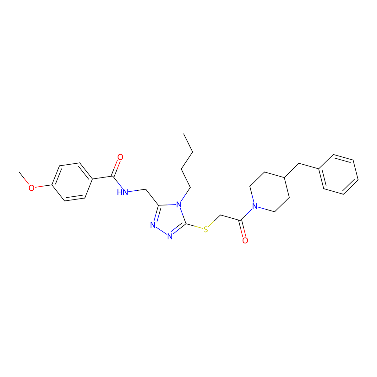 N-[[5-[2-(4-benzylpiperidin-1-yl)-2-oxoethyl]sulfanyl-4-butyl-1,2,4-triazol-3-yl]methyl]-4-methoxybenzamide molecular structure, CAS 476449-30-6