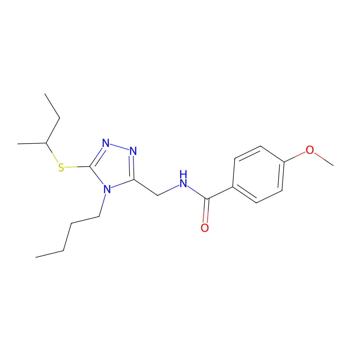 N-((4-butyl-5-(sec-butylthio)-4H-1,2,4-triazol-3-yl)methyl)-4-methoxybenzamide molecular structure, CAS 476449-56-6