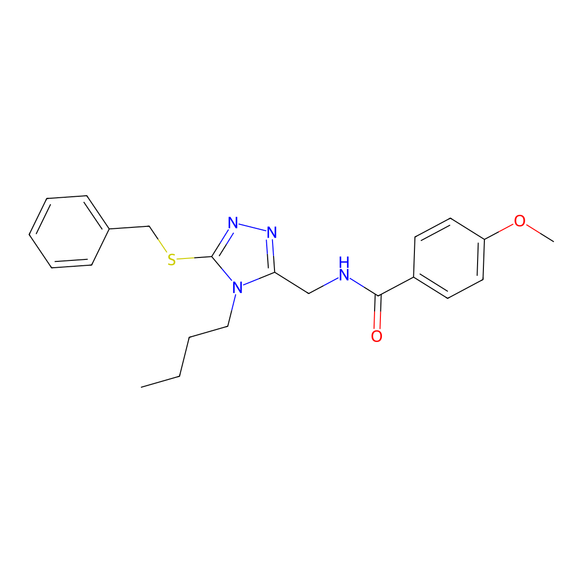 N-((5-(benzylthio)-4-butyl-4H-1,2,4-triazol-3-yl)methyl)-4-methoxybenzamide molecular structure, CAS 476449-57-7