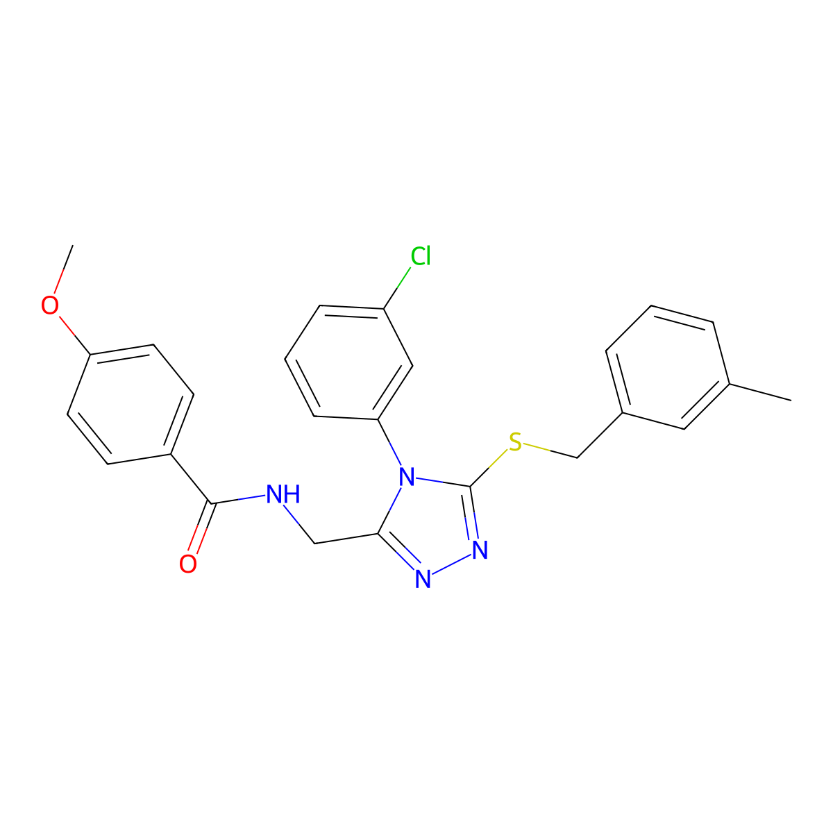 N-((4-(3-chlorophenyl)-5-((3-methylbenzyl)thio)-4H-1,2,4-triazol-3-yl)methyl)-4-methoxybenzamide molecular structure, CAS 476449-60-2