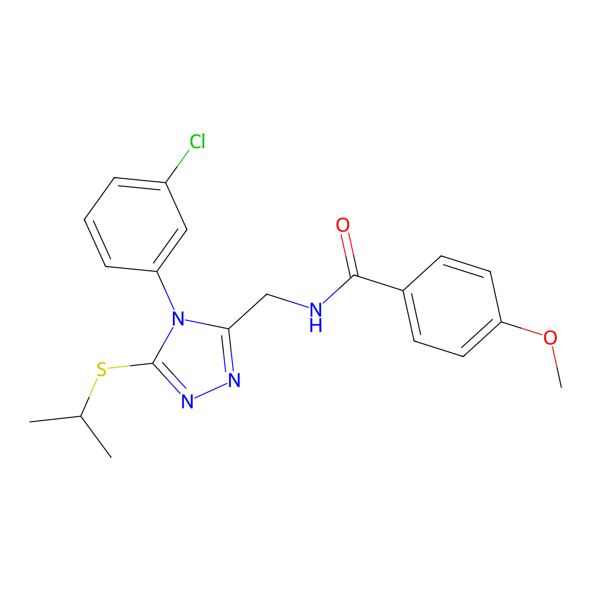 N-((4-(3-chlorophenyl)-5-(isopropylthio)-4H-1,2,4-triazol-3-yl)methyl)-4-methoxybenzamide molecular structure, CAS 476449-72-6