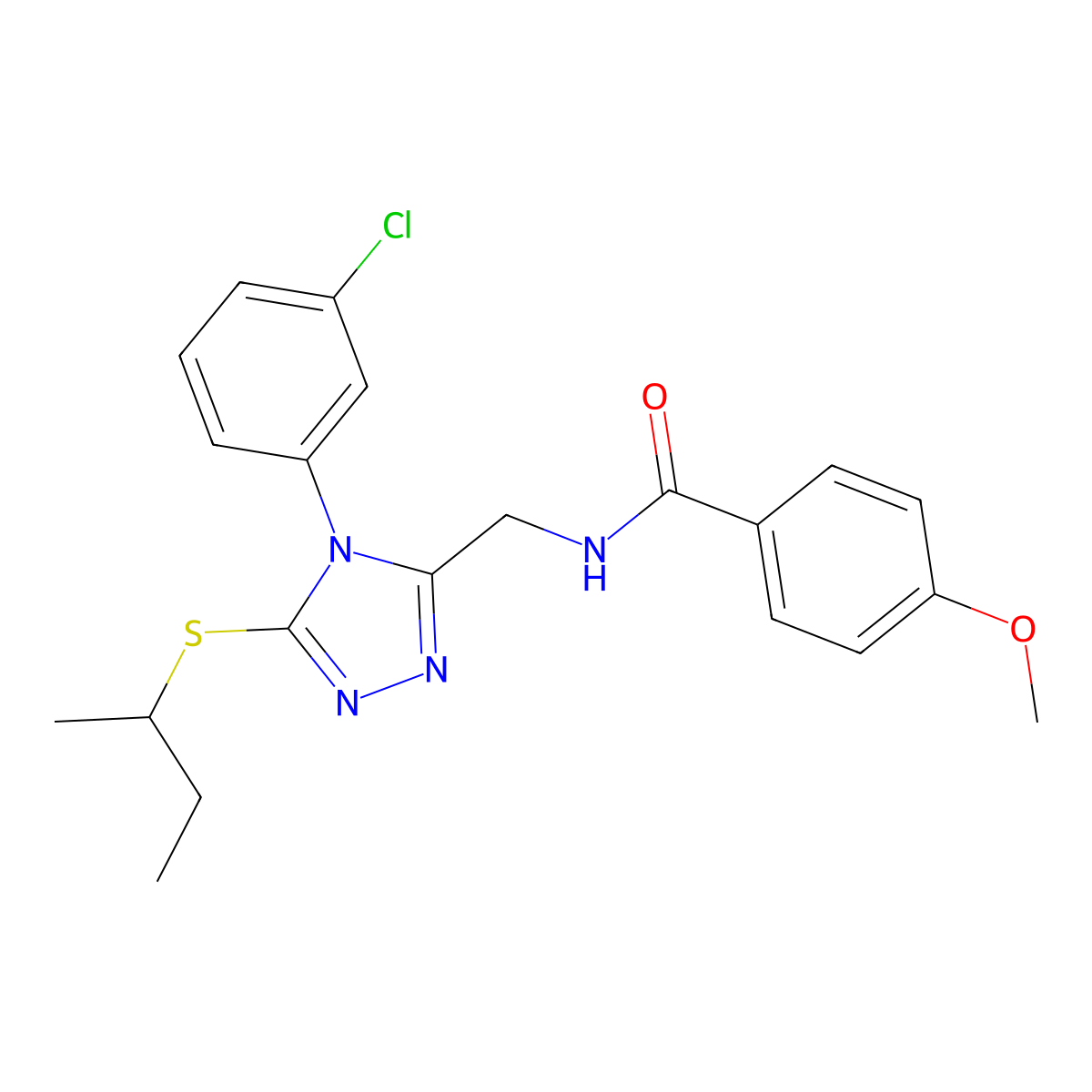 N-[[5-butan-2-ylsulfanyl-4-(3-chlorophenyl)-1,2,4-triazol-3-yl]methyl]-4-methoxybenzamide molecular structure, CAS 476449-81-7