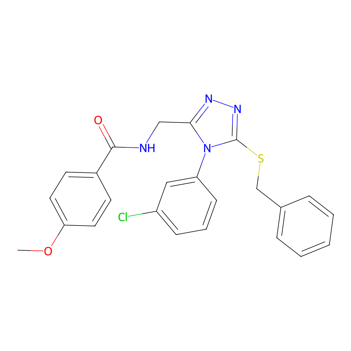 N-((5-(benzylthio)-4-(3-chlorophenyl)-4H-1,2,4-triazol-3-yl)methyl)-4-methoxybenzamide molecular structure, CAS 476449-82-8