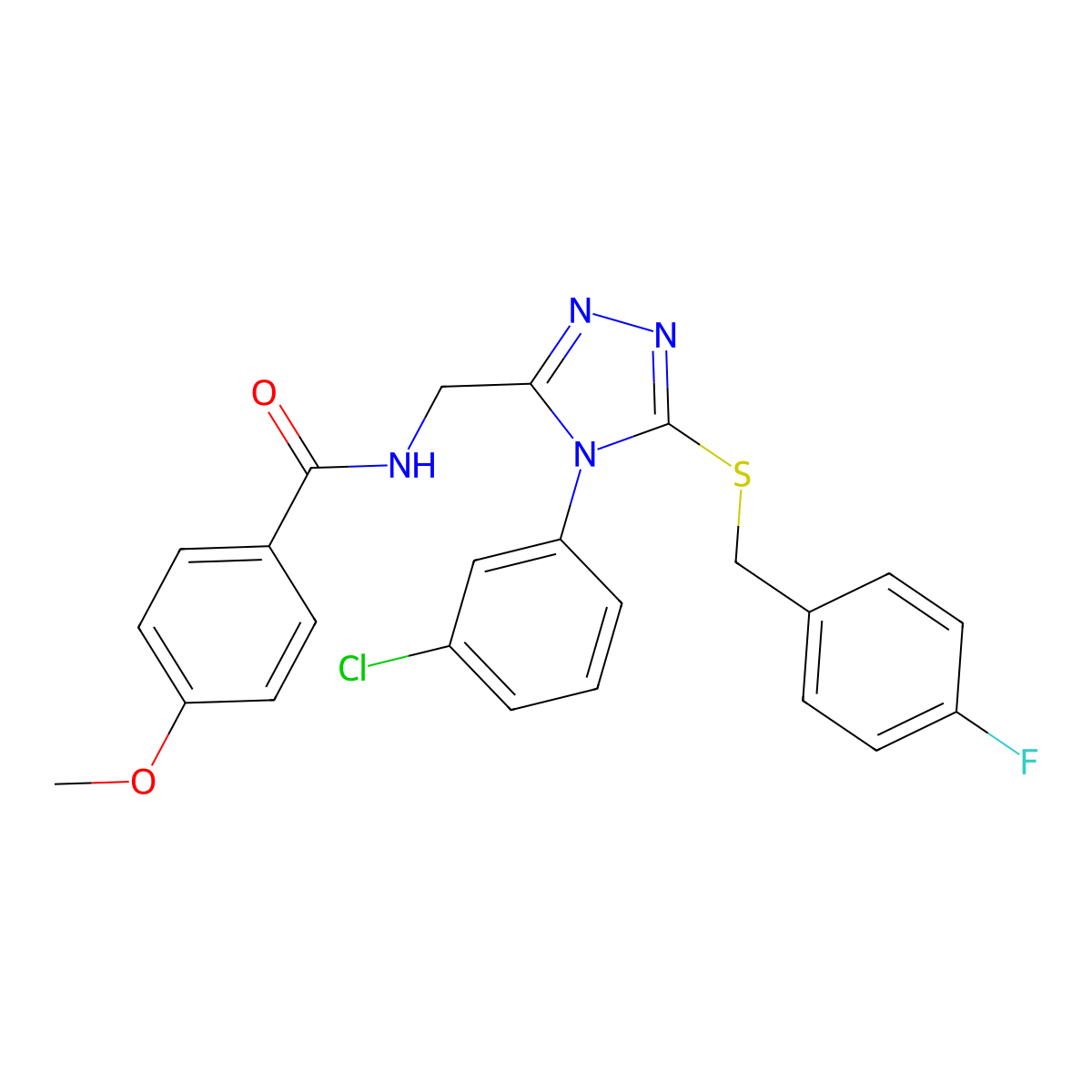 N-((4-(3-chlorophenyl)-5-((4-fluorobenzyl)thio)-4H-1,2,4-triazol-3-yl)methyl)-4-methoxybenzamide molecular structure, CAS 476449-83-9