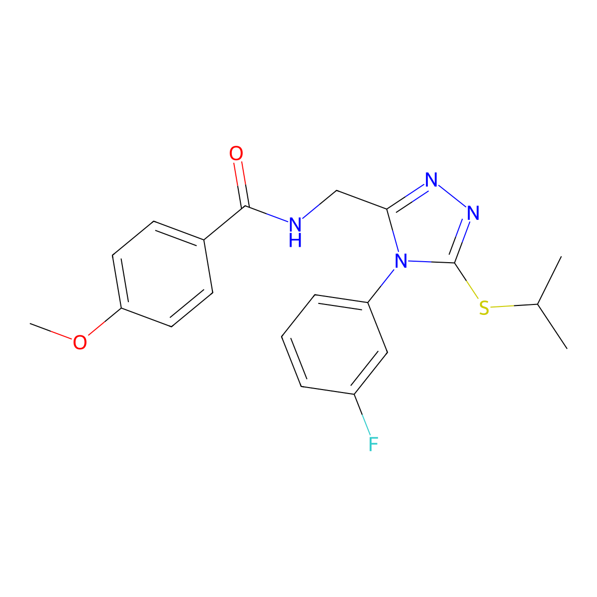 N-((4-(3-fluorophenyl)-5-(isopropylthio)-4H-1,2,4-triazol-3-yl)methyl)-4-methoxybenzamide molecular structure, CAS 476450-03-0