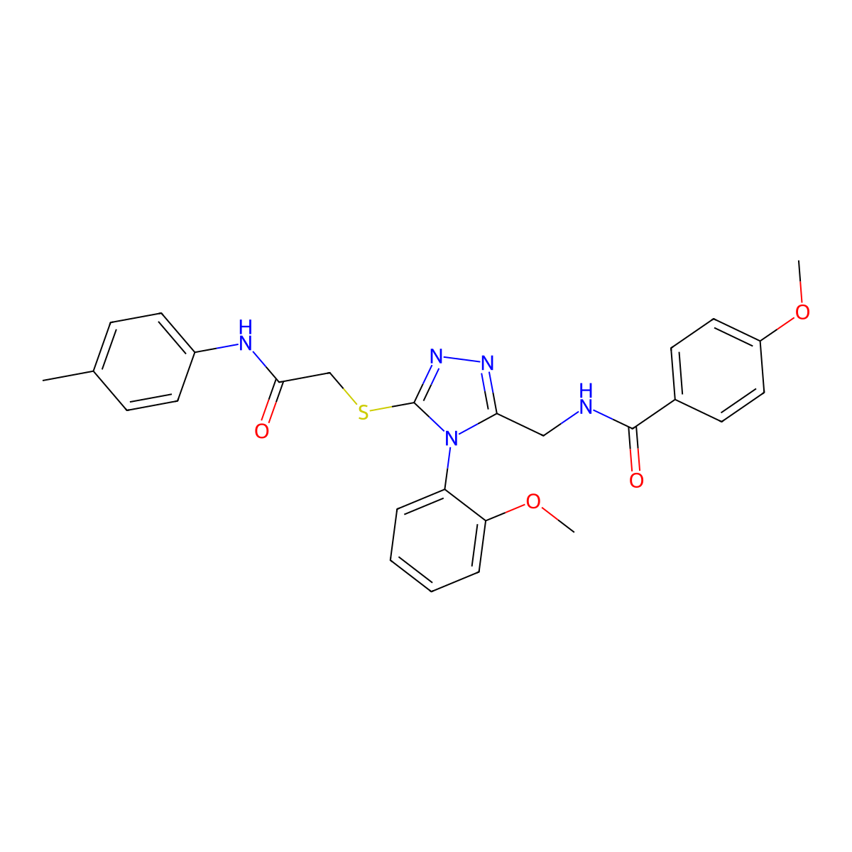 4-methoxy-N-[[4-(2-methoxyphenyl)-5-[2-(4-methylanilino)-2-oxoethyl]sulfanyl-1,2,4-triazol-3-yl]methyl]benzamide molecular structure, CAS 476450-37-0