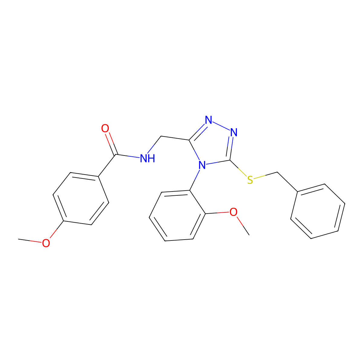 N-((5-(benzylthio)-4-(2-methoxyphenyl)-4H-1,2,4-triazol-3-yl)methyl)-4-methoxybenzamide molecular structure, CAS 476450-46-1